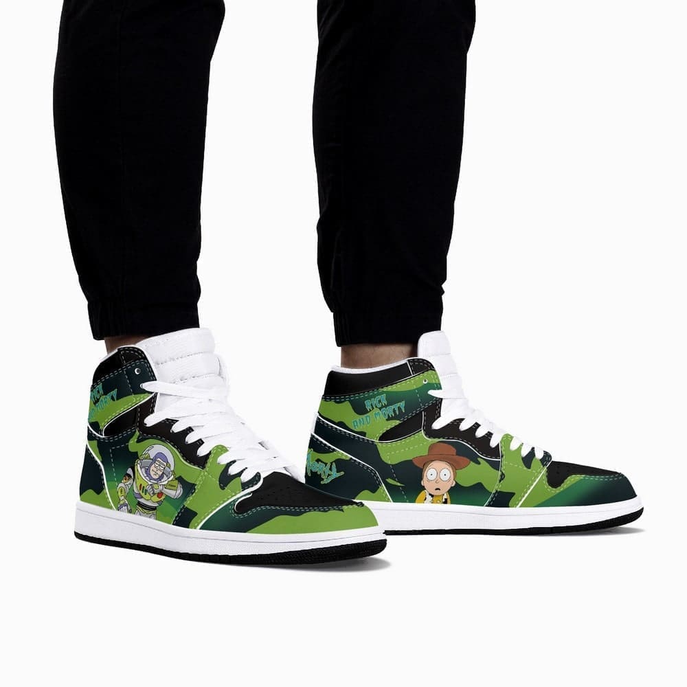 Ideafootwear Rick and Morty Crossover Toy Story AJ1 High Sneakers Shoes For Men And Women