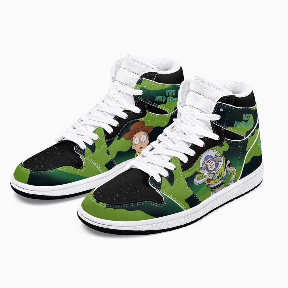 Ideafootwear Rick and Morty Crossover Toy Story AJ1 High Sneakers Shoes For Men And Women