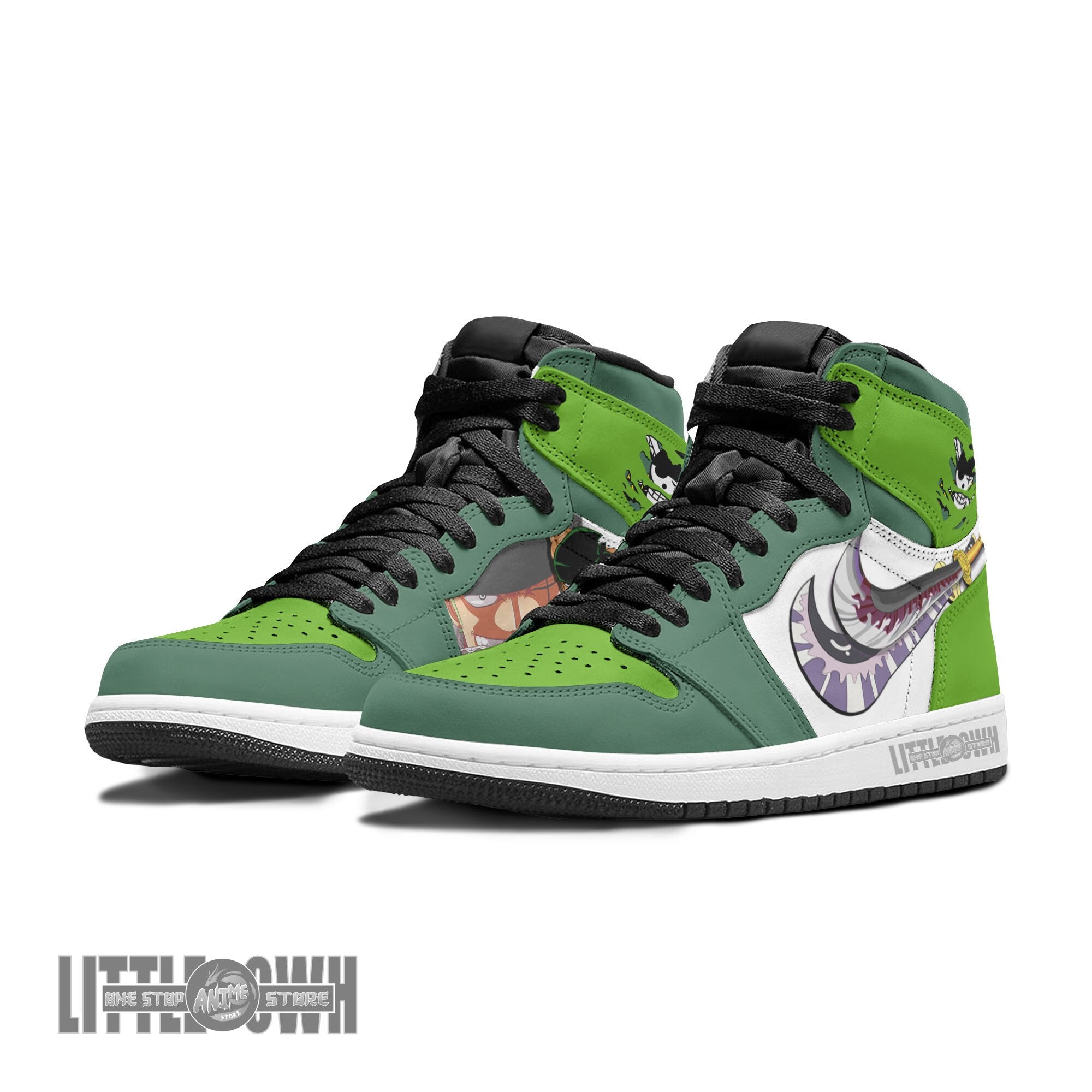 Ideafootwear Roronoa Zoro AJ1 High Sneakers Shoes For Men And Women