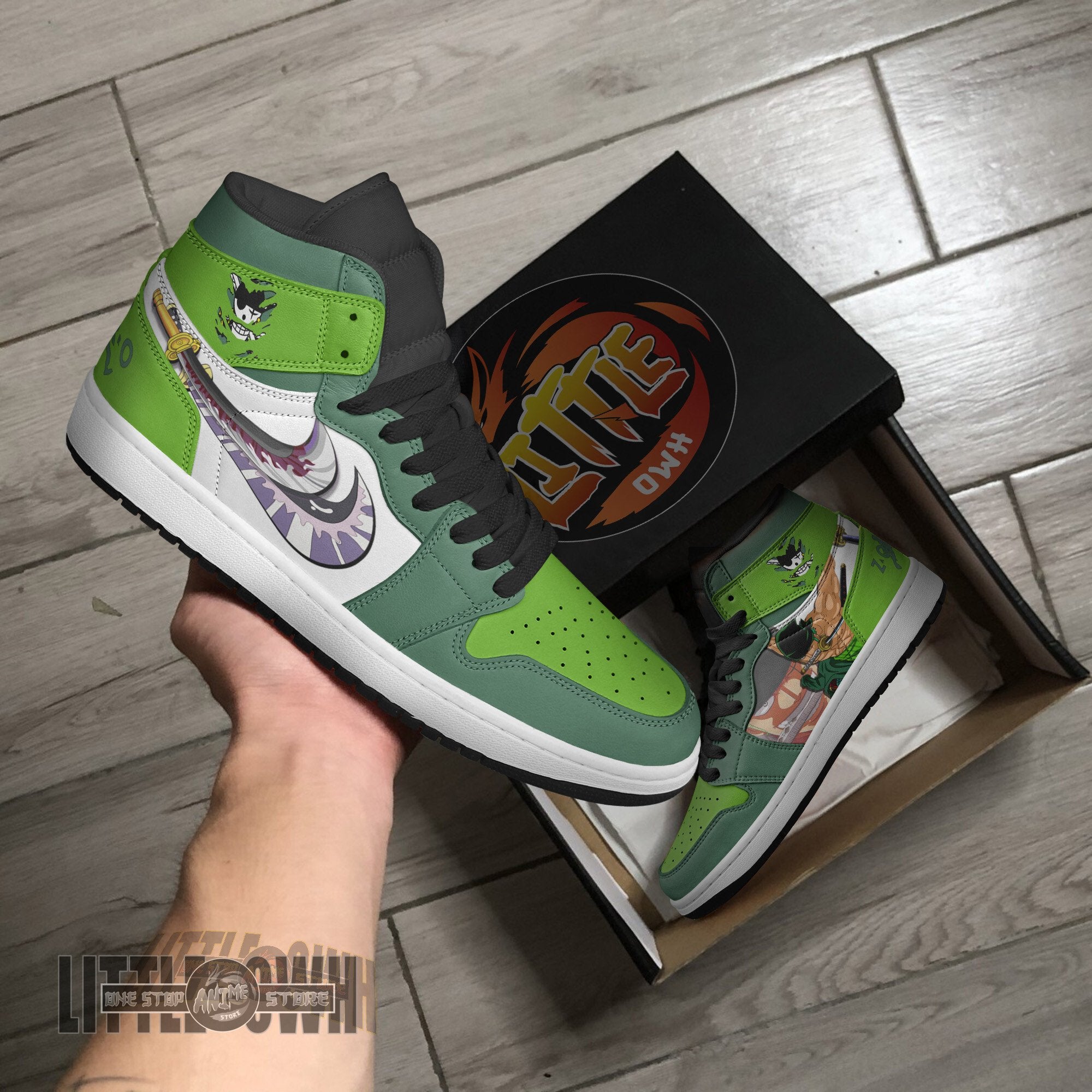 Ideafootwear Roronoa Zoro AJ1 High Sneakers Shoes For Men And Women
