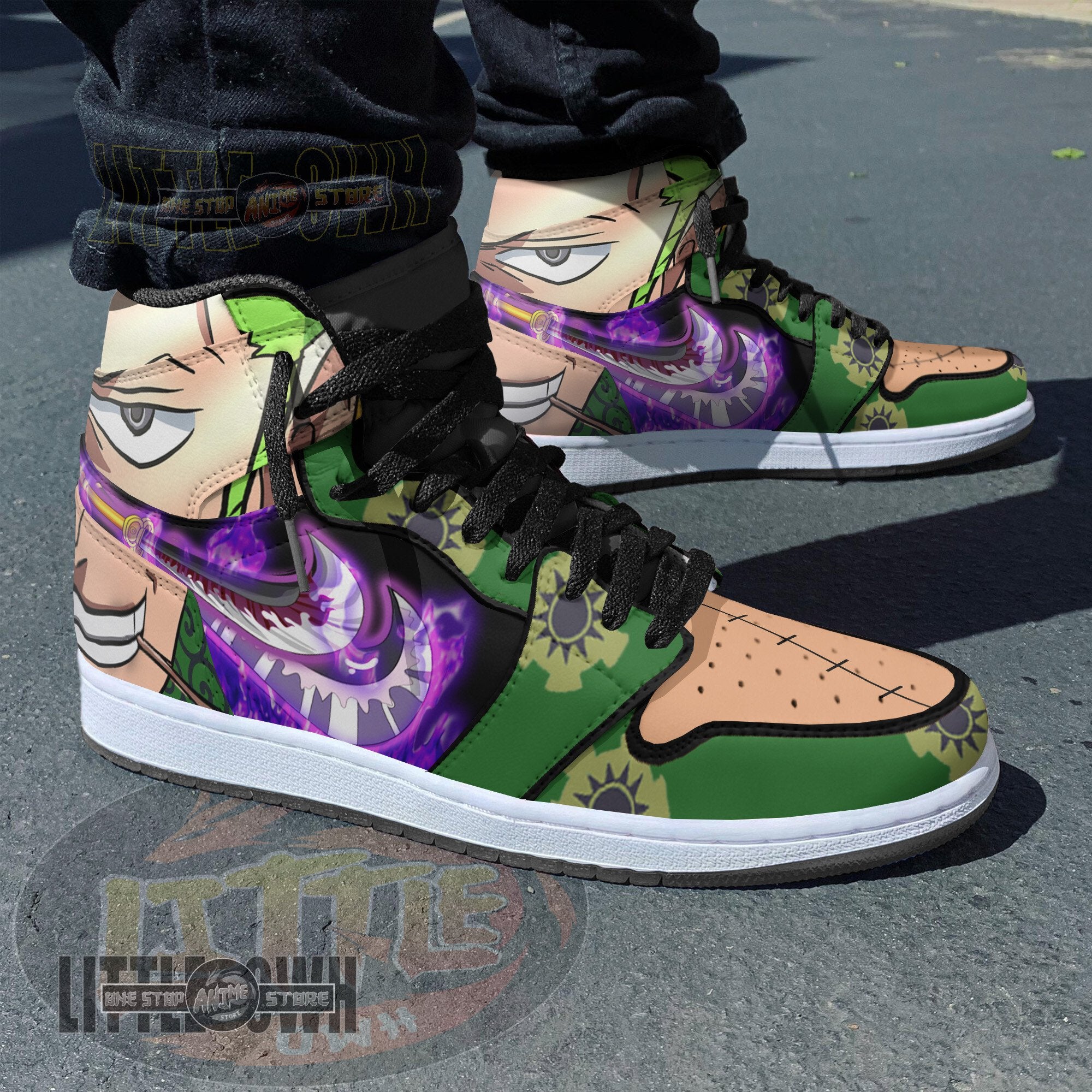 Ideafootwear Roronoa Zoro Wano AJ1 High Sneakers Shoes For Men And Women