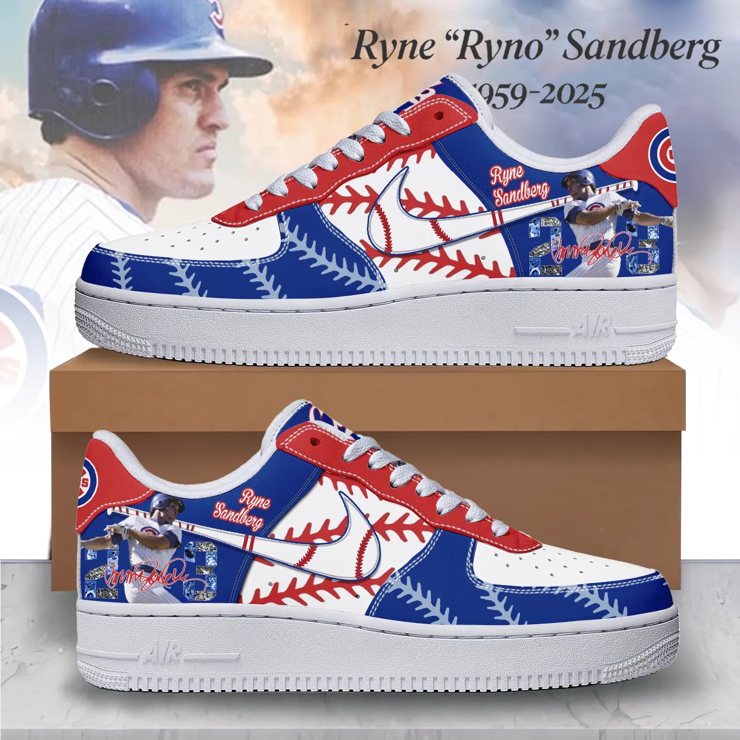 Ideafootwear Ryne Sandberg x Chicago Cubs Air Low-Top Sneakers Shoes For Men And Women 1