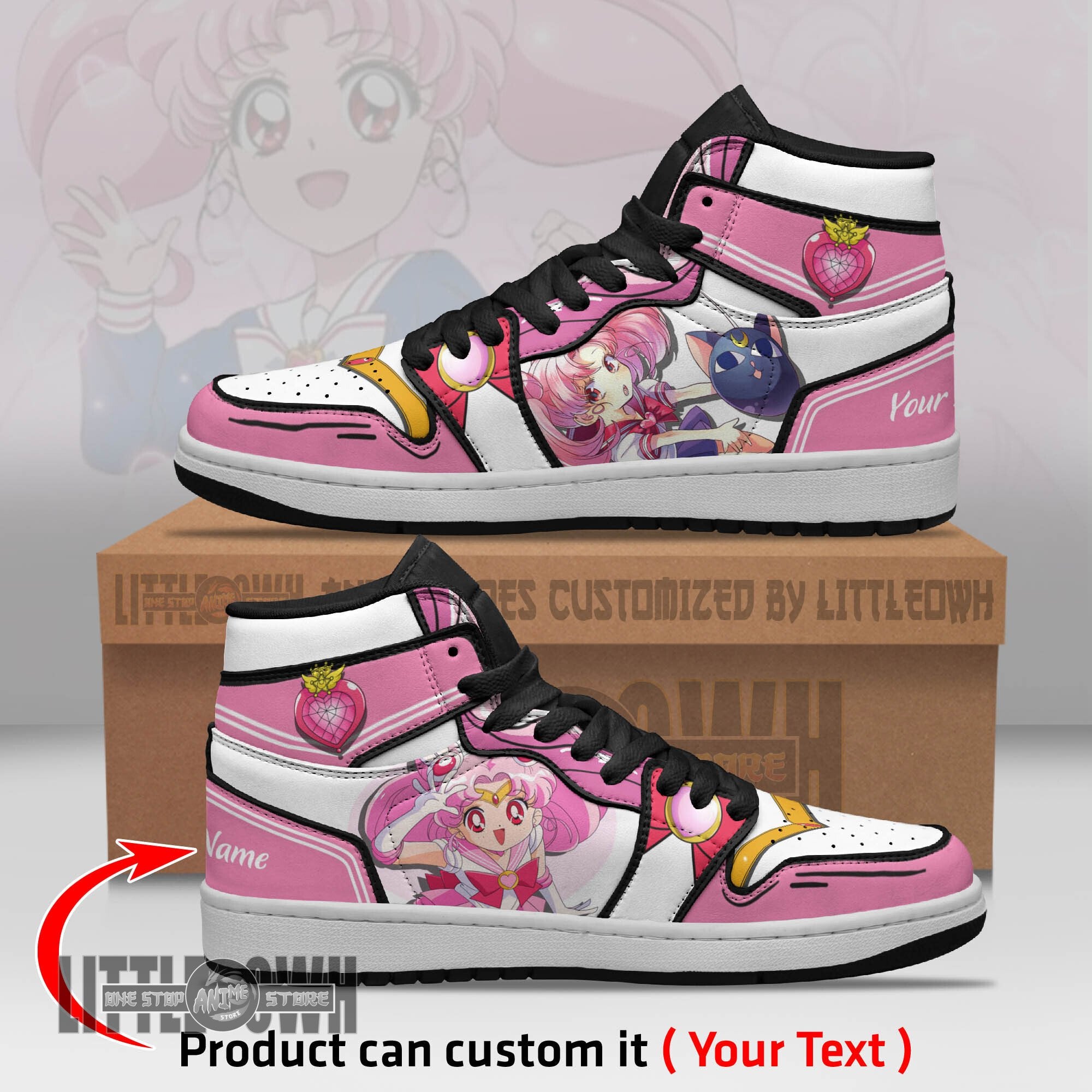 Ideafootwear Sailor Chibi AJ1 High Sneakers Shoes For Men And Women