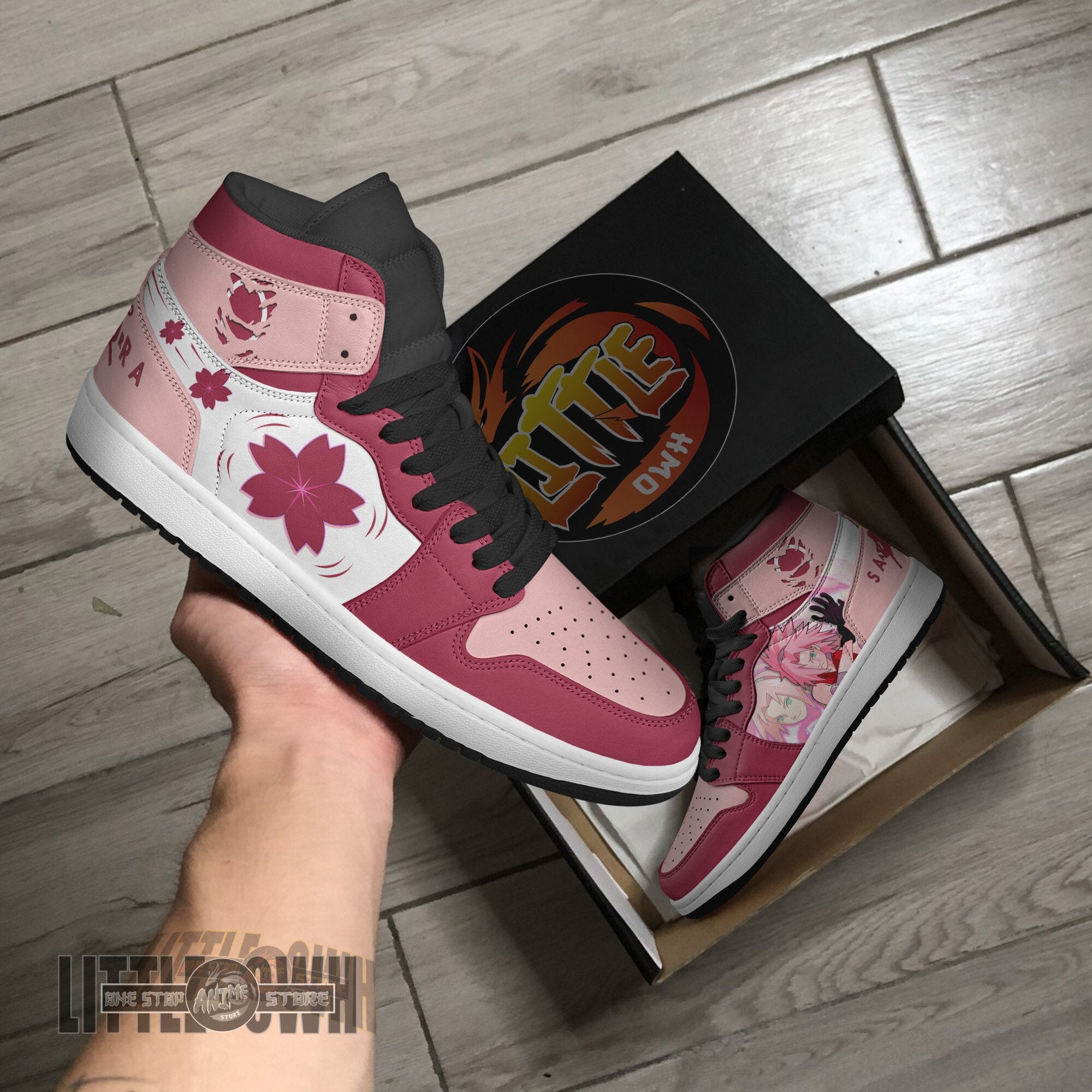 Ideafootwear Sakura AJ1 High Sneakers Shoes For Men And Women