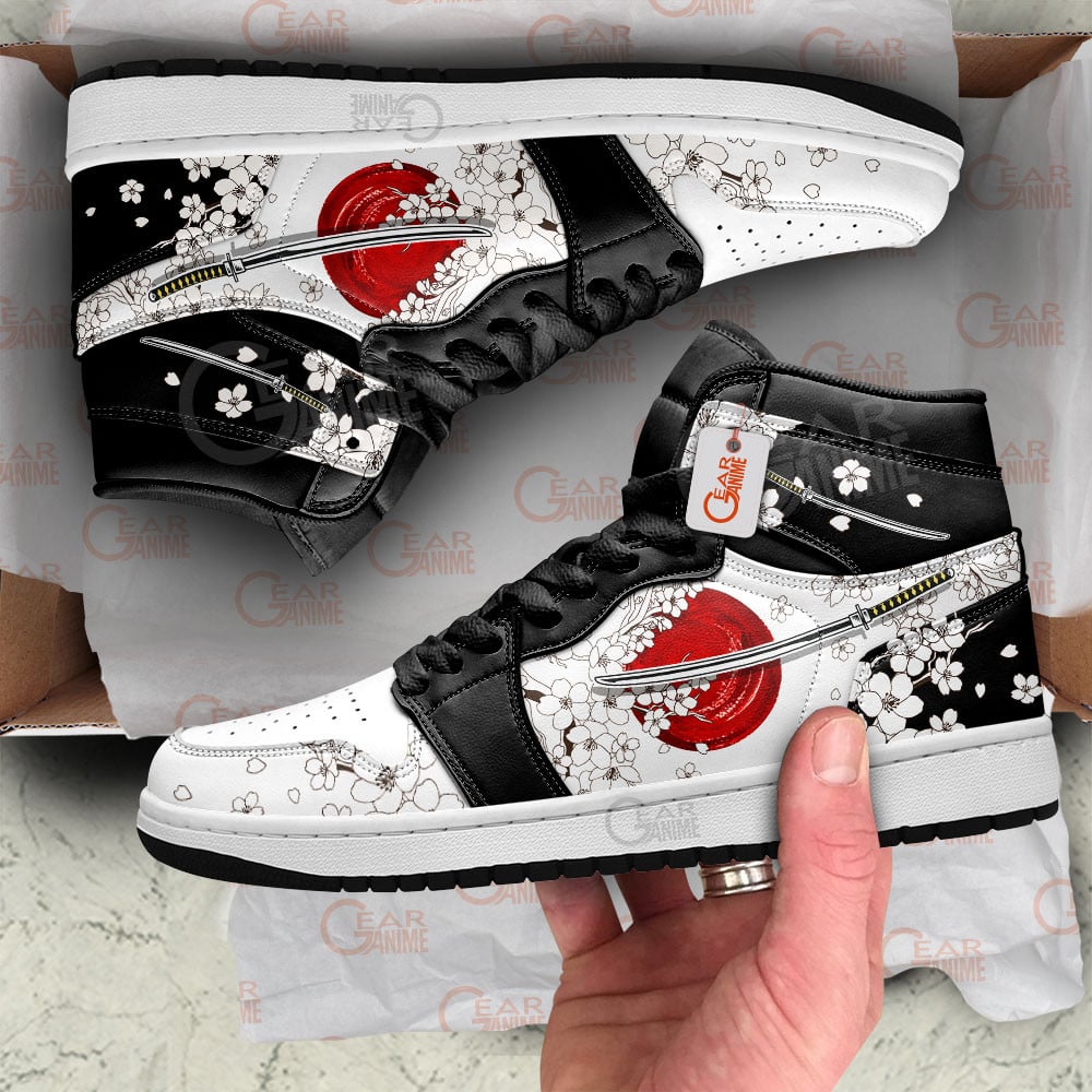 Ideafootwear Sakura and Katana AJ1 High Sneakers Shoes For Men And Women
