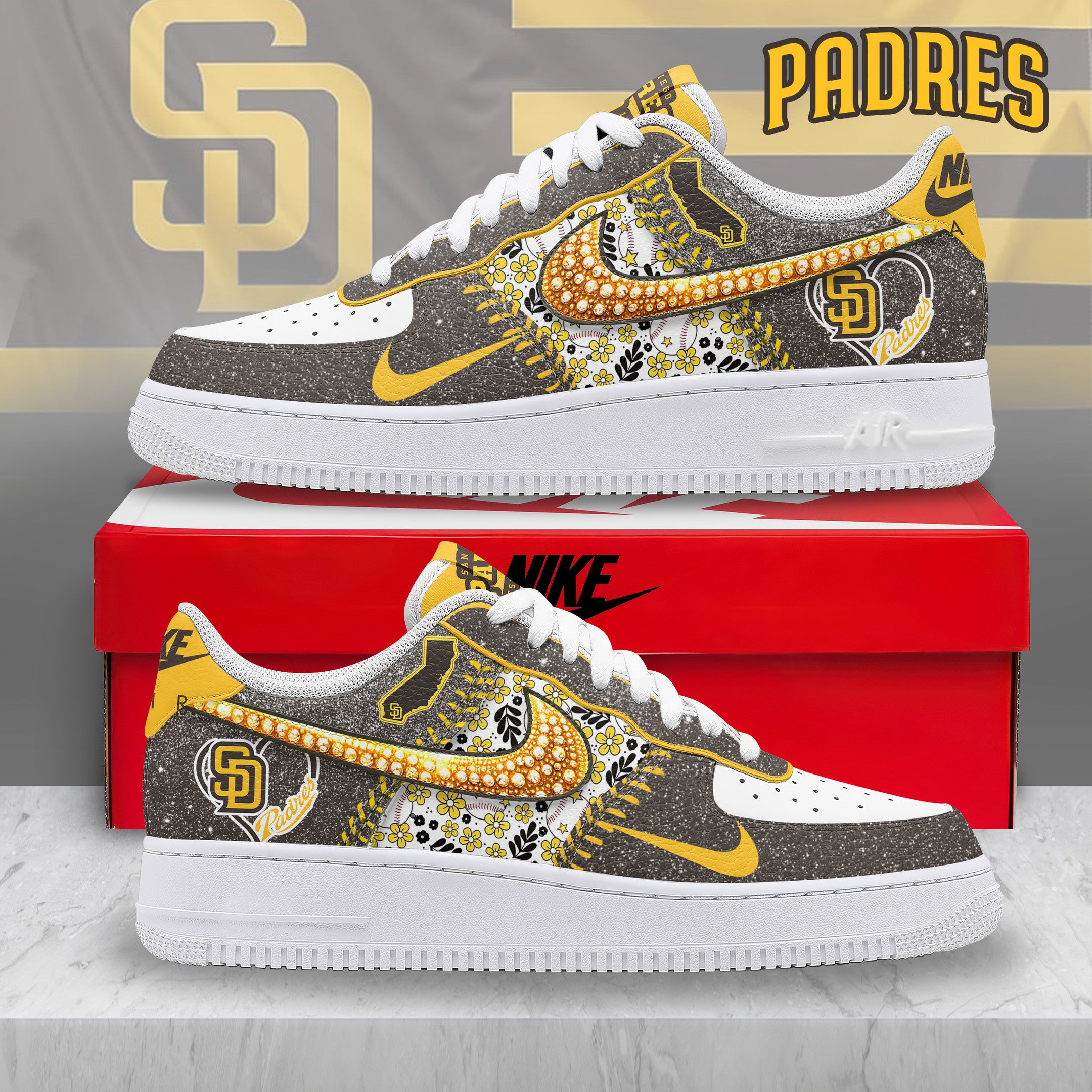 Ideafootwear San Diego Padres Air Low-Top Sneakers Shoes For Men And Women 2