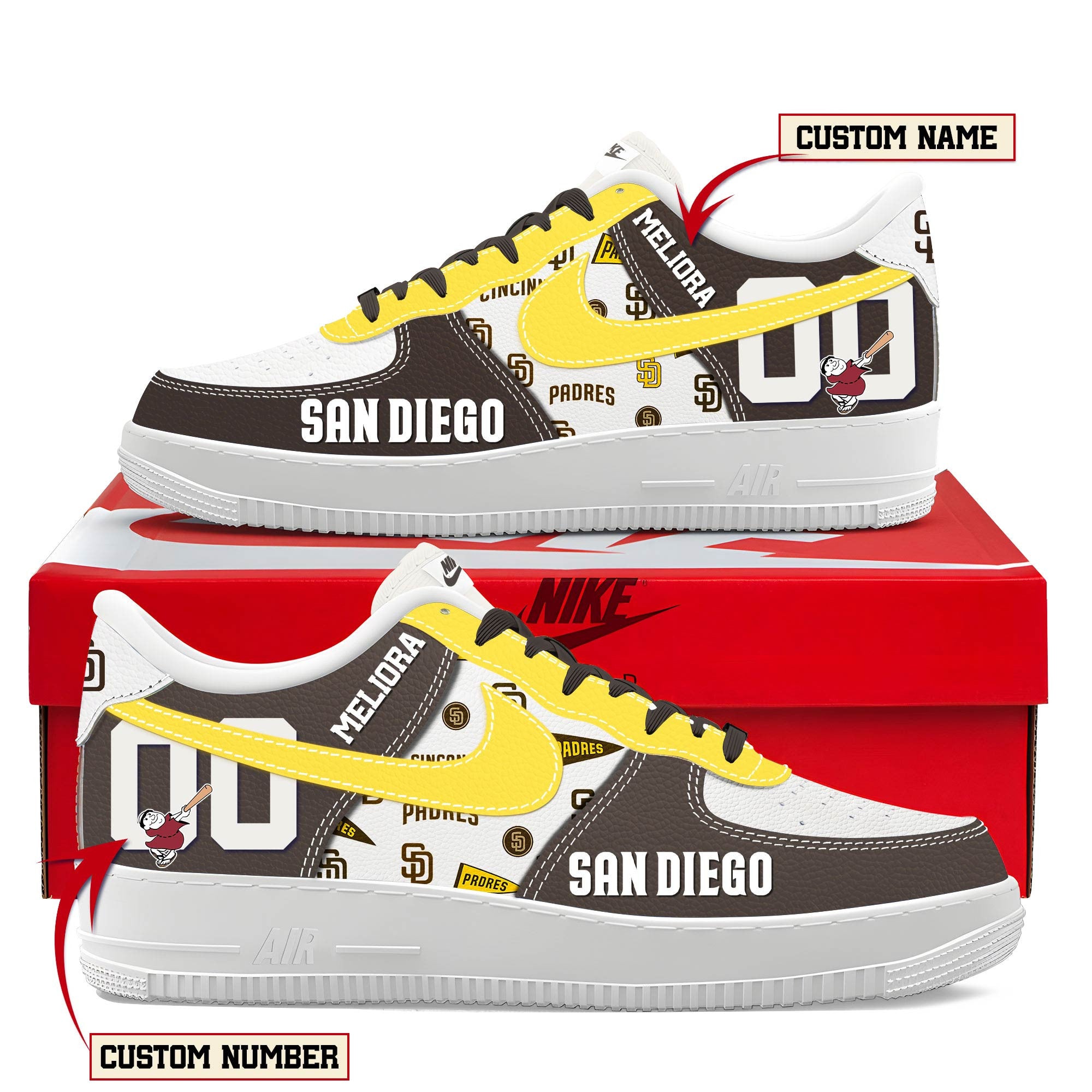 Ideafootwear San Diego Padres Air Low-Top Sneakers Shoes For Men And Women 1