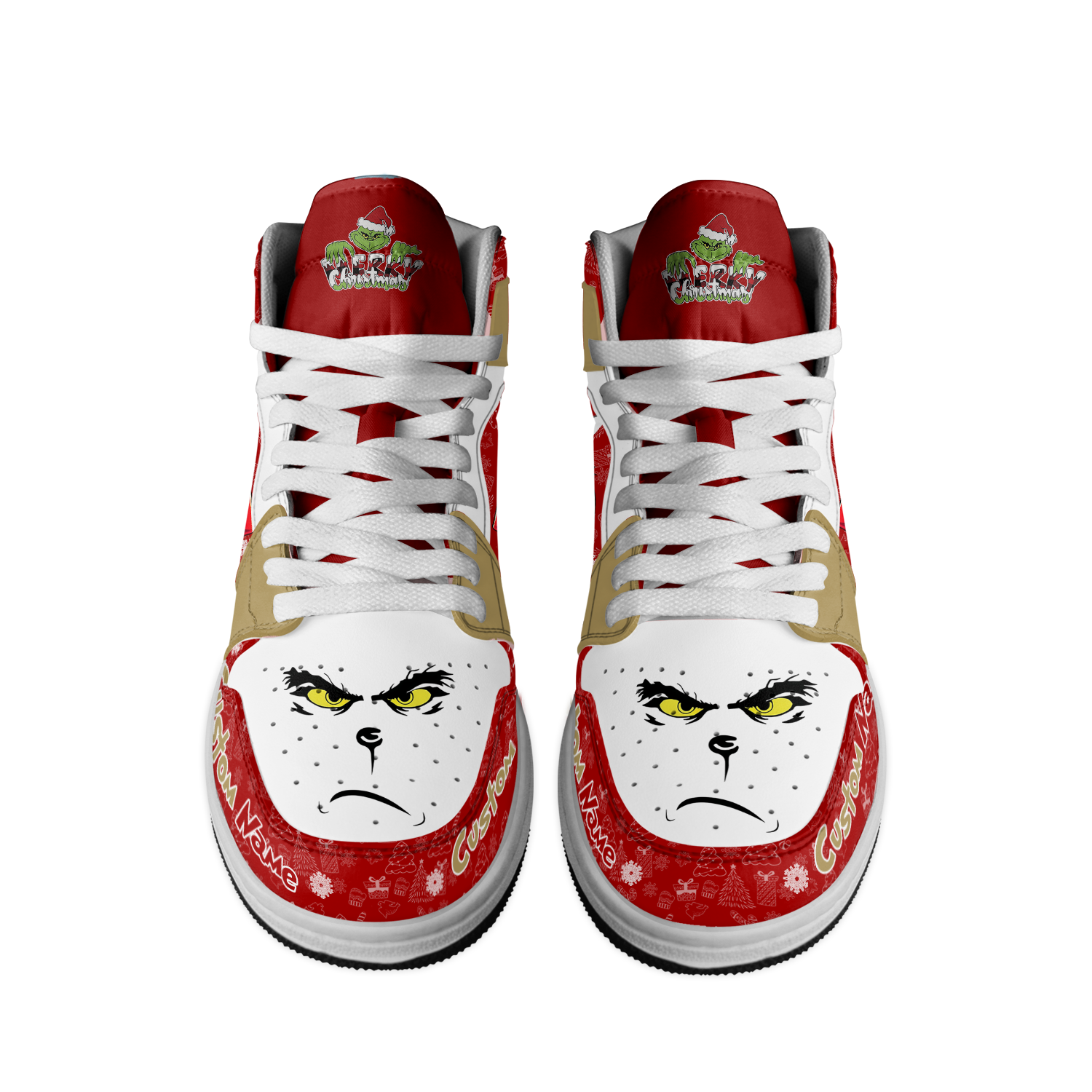 Ideafootwear San Francisco 49ers x The Grinch x Christmas AJ1 High Sneakers Shoes For Men And Women