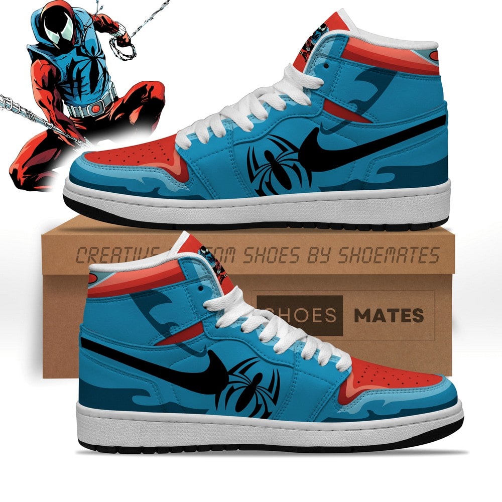 Ideafootwear Scarlet Spider AJ1 High Sneakers Shoes For Men And Women