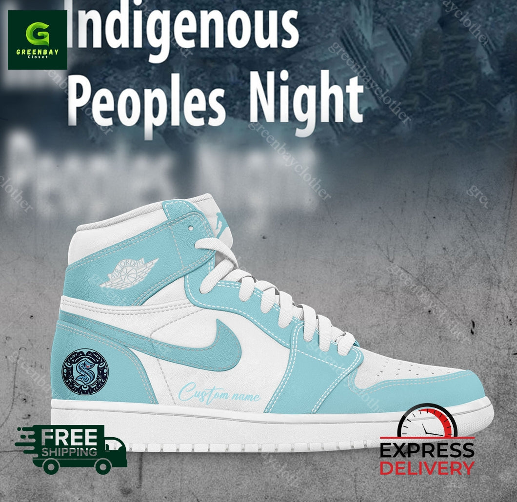 Ideafootwear Seattle Kraken AJ1 High Sneakers Shoes For Men And Women