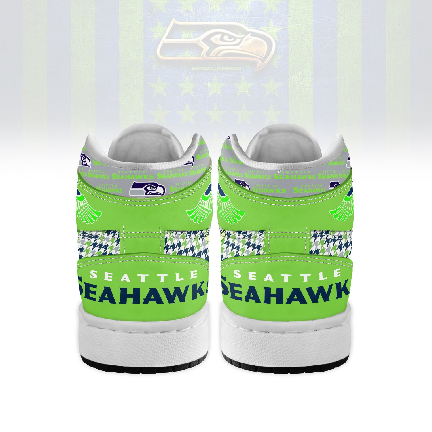 Ideafootwear Seattle Seahawks AJ1 High Sneakers Shoes For Men And Women