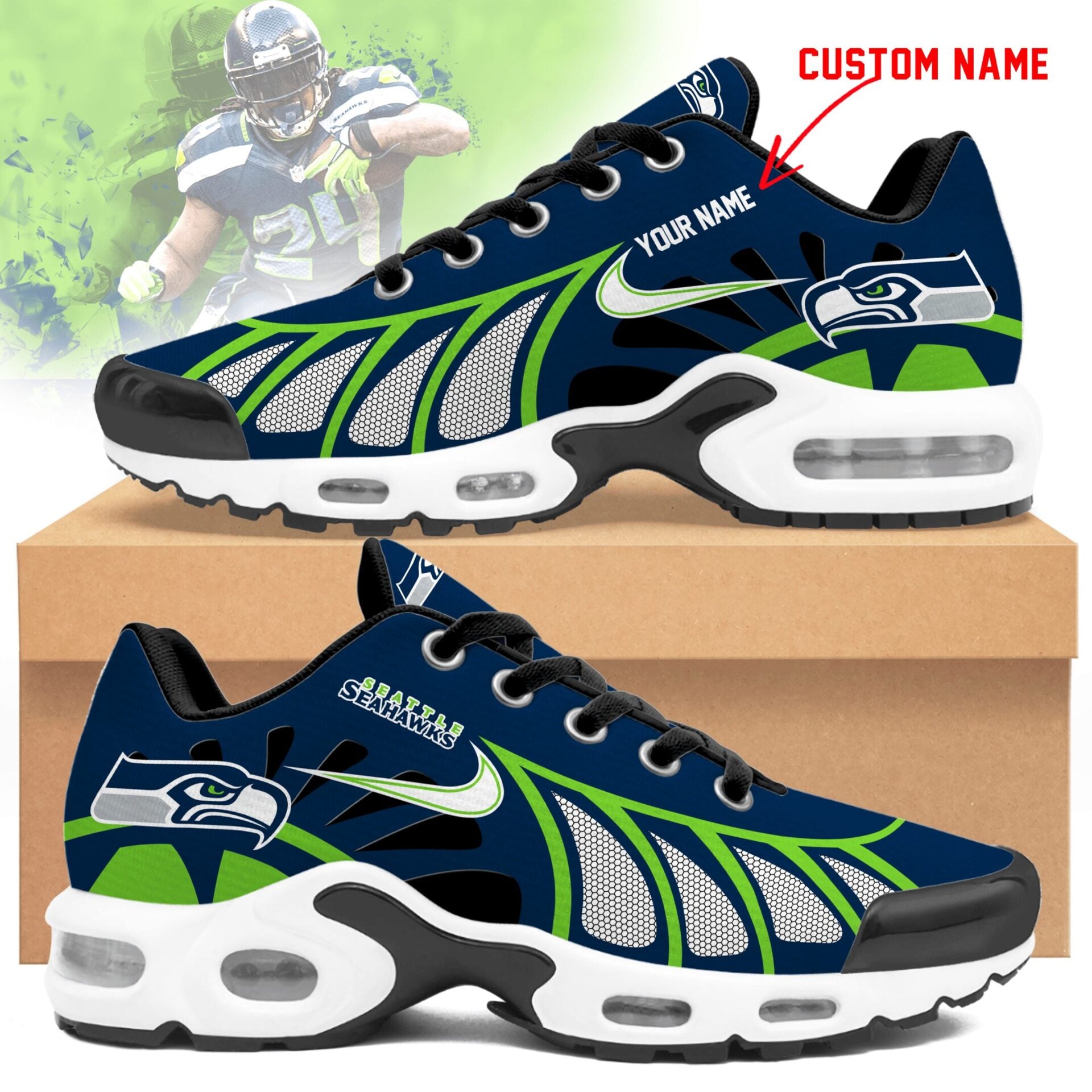Ideafootwear Seattle Seahawks TN Shoes Sneakers For Men And Women
