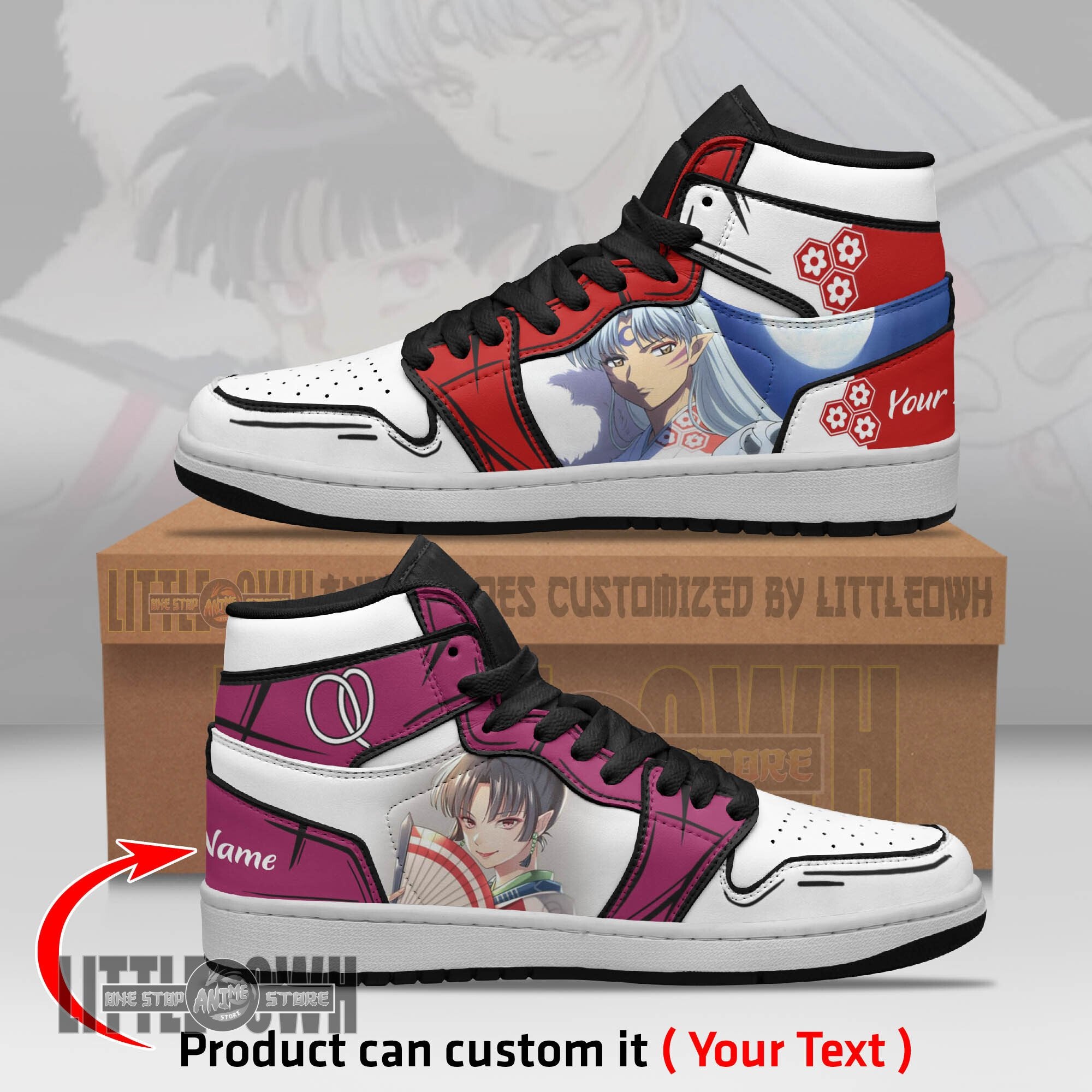 Ideafootwear Sesshomaru Kagura AJ1 High Sneakers Shoes For Men And Women