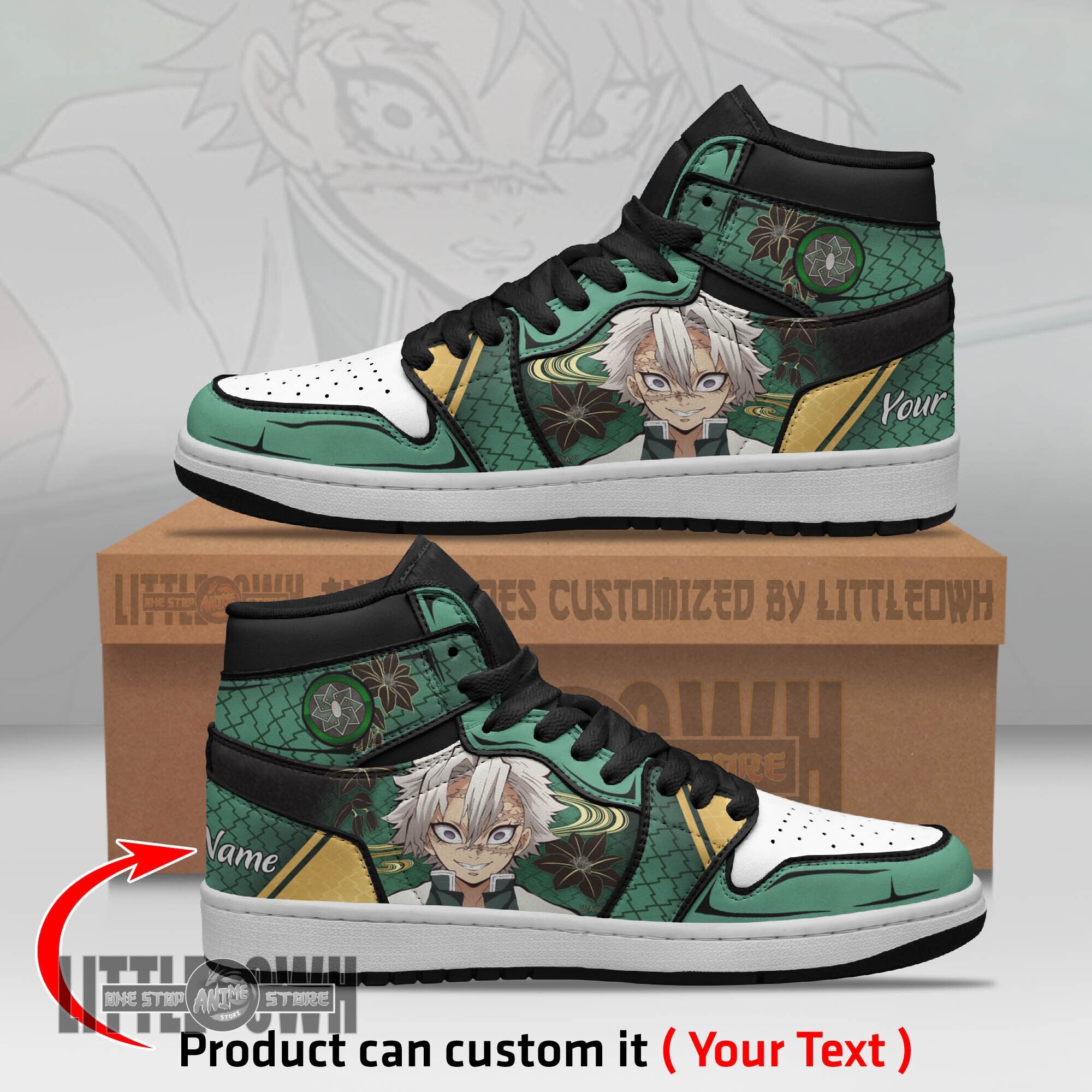 Ideafootwear Shinazugawa Sanemi AJ1 High Sneakers Shoes For Men And Women