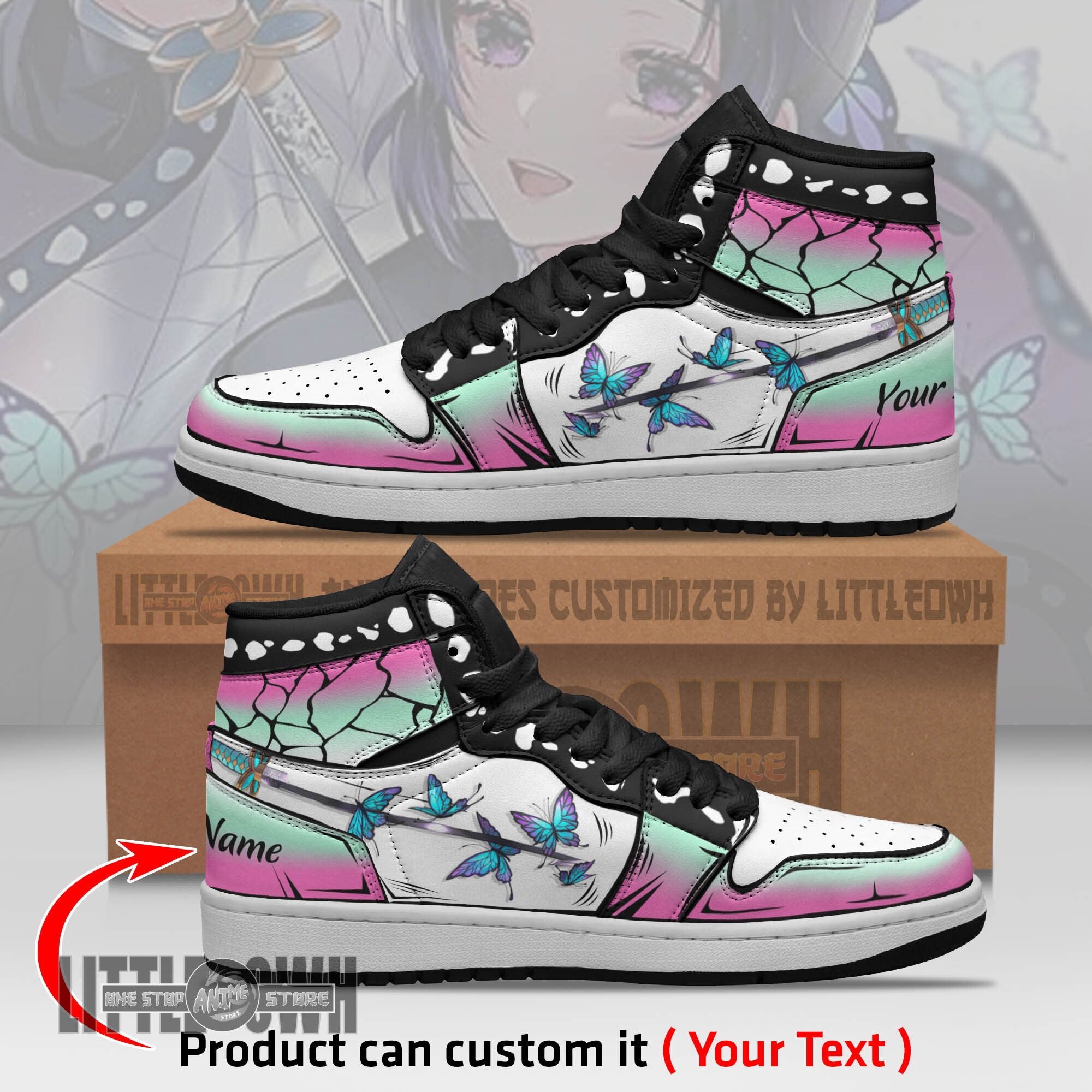 Ideafootwear Shinobu Kochou AJ1 High Sneakers Shoes For Men And Women