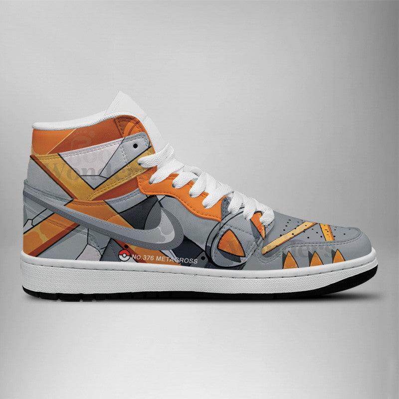 Ideafootwear Shiny Metagross AJ1 High Sneakers Shoes For Men And Women