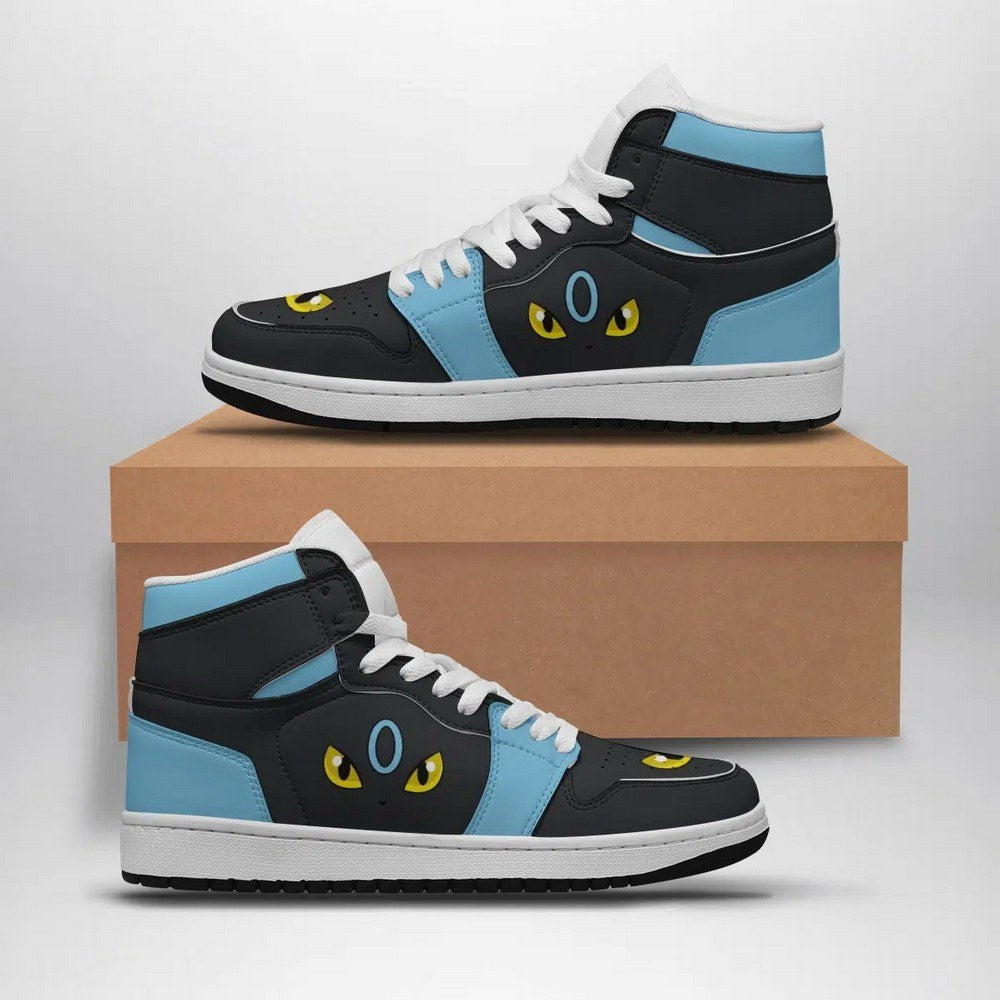 Ideafootwear Shiny Umbreon Face Pokemon AJ1 High Sneakers Shoes For Men And Women