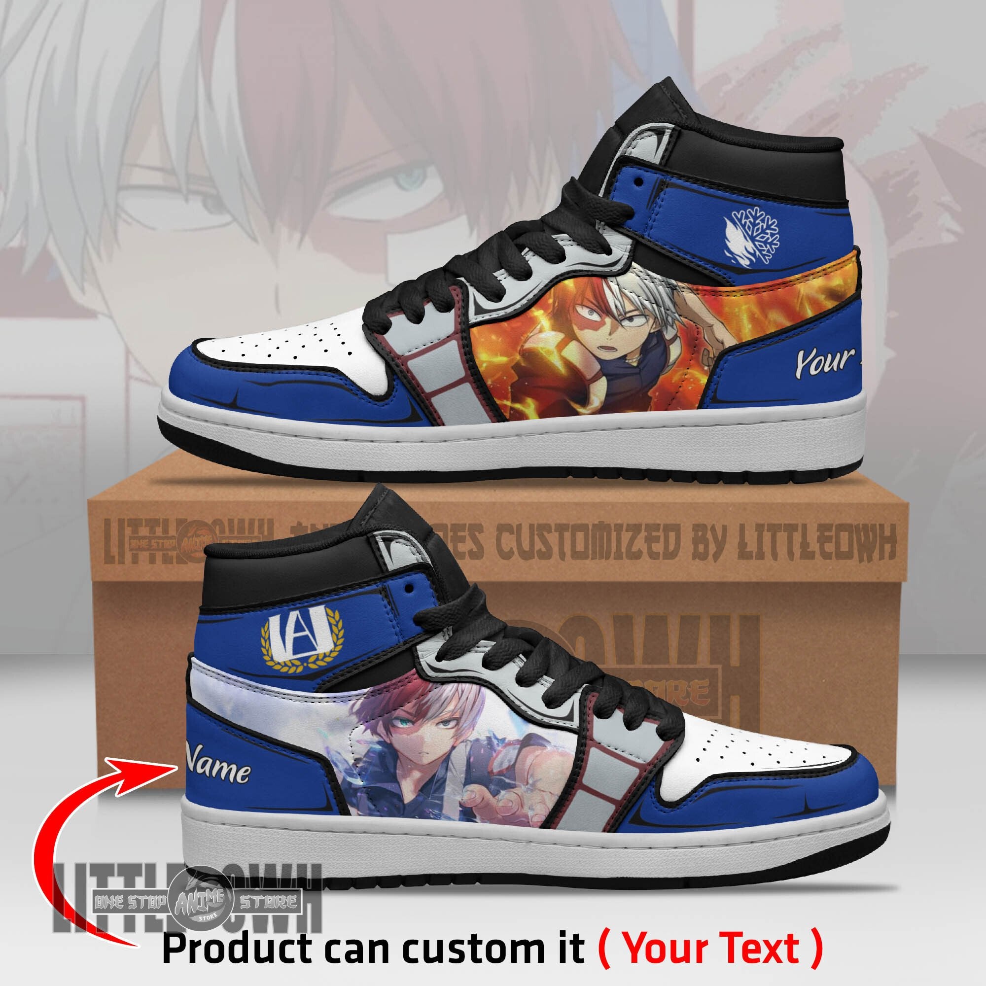 Ideafootwear Shoto Todoroki AJ1 High Sneakers Shoes For Men And Women
