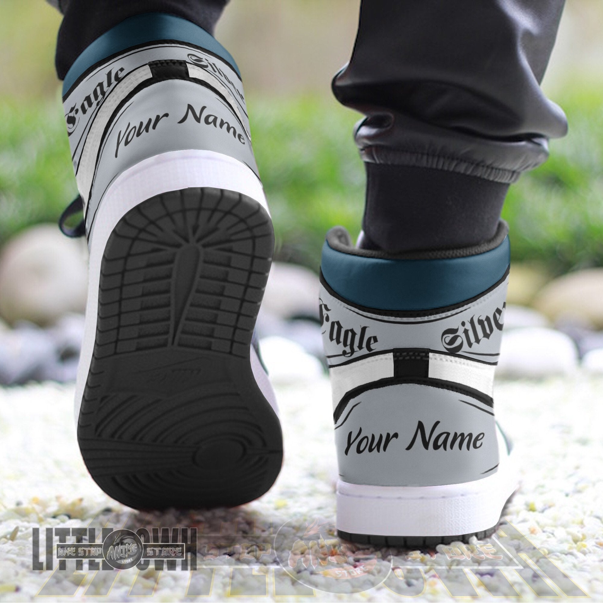 Ideafootwear Silver Eagle AJ1 High Sneakers Shoes For Men And Women