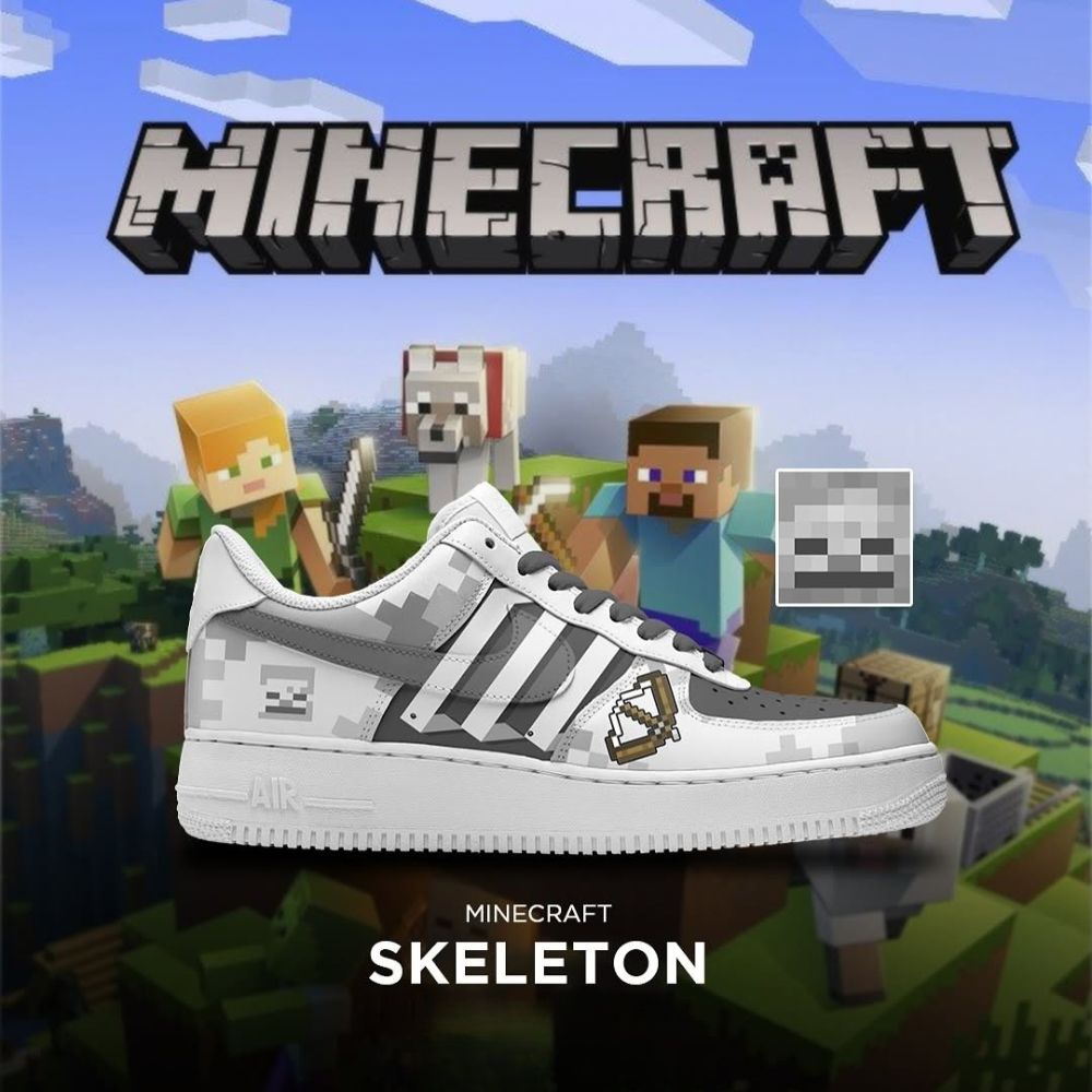 Ideafootwear Skeleton Mine Craft Air Low-Top Sneakers Shoes For Men And Women 1