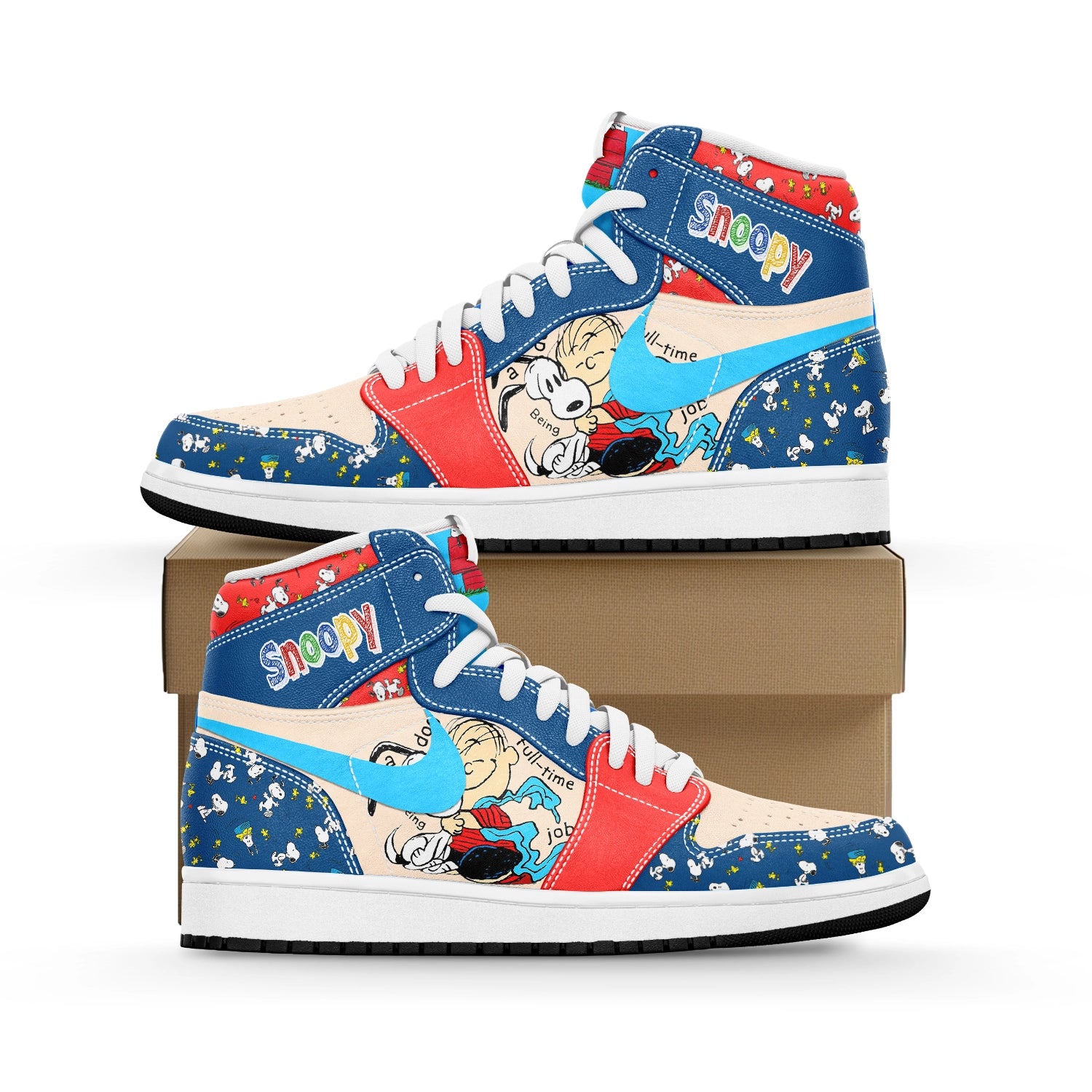 Ideafootwear Snoopy AJ1 High Sneakers Shoes For Men And Women