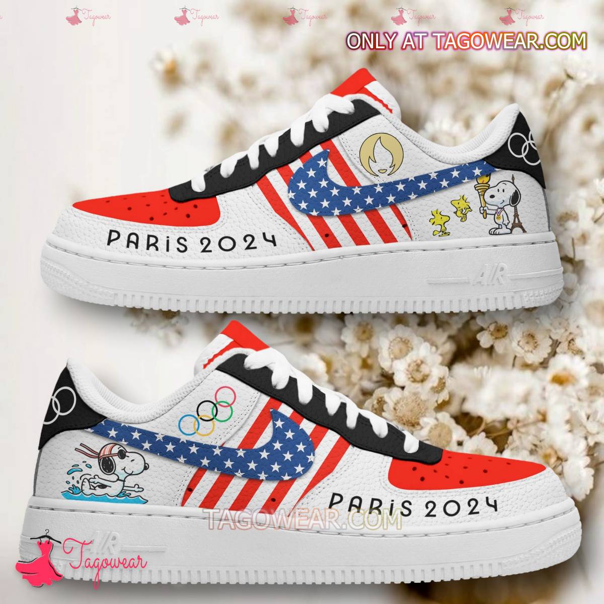 Ideafootwear Snoopy And Woodstock Air Low-Top Sneakers Shoes For Men And Women 1