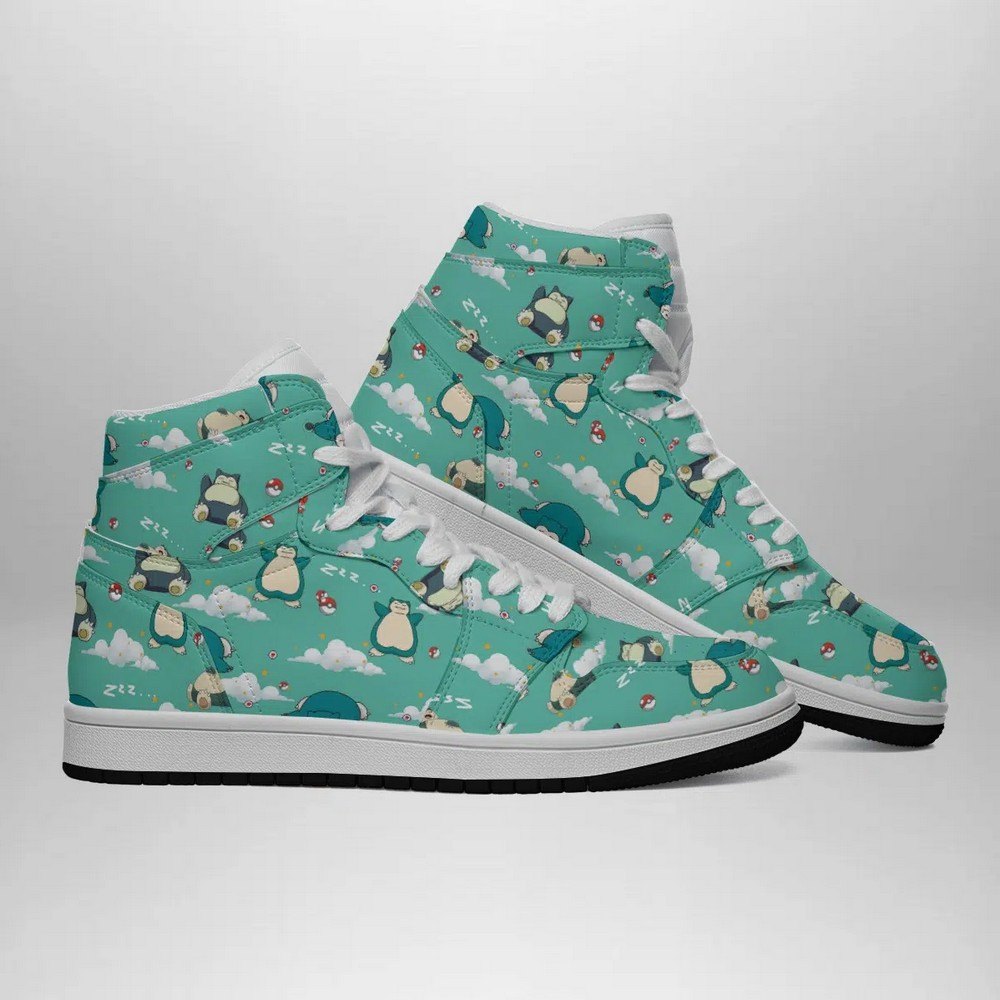 Ideafootwear Snorlax Pattern Pokemon AJ1 High Sneakers Shoes For Men And Women