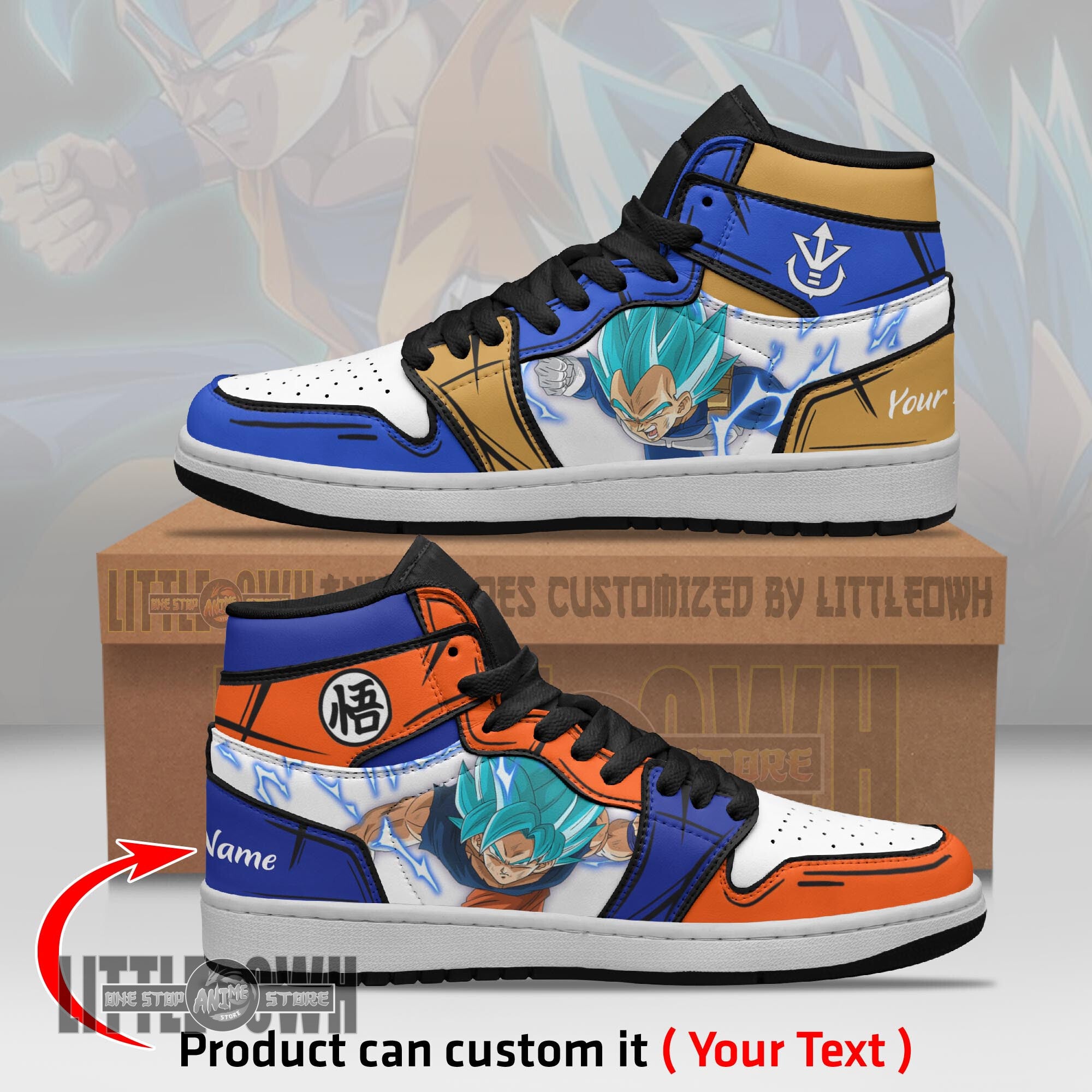 Ideafootwear Son Goku Vegeta AJ1 High Sneakers Shoes For Men And Women