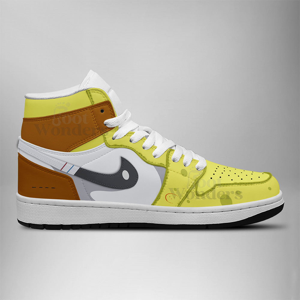 Ideafootwear Sponge bob AJ1 High Sneakers Shoes For Men And Women