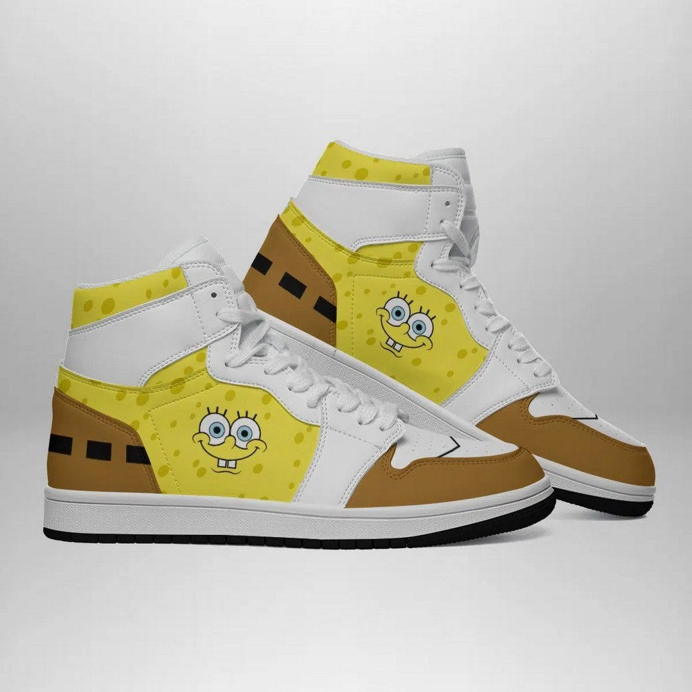 Ideafootwear Spongebob Outfit AJ1 High Sneakers Shoes For Men And Women