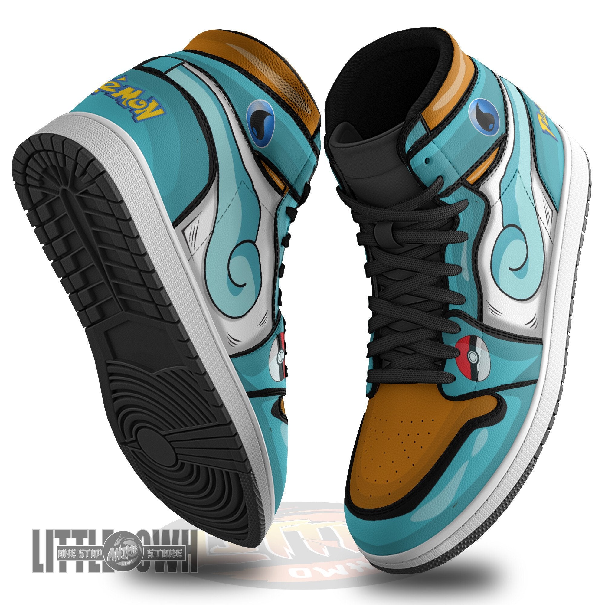 Ideafootwear Squirtle AJ1 High Sneakers Shoes For Men And Women