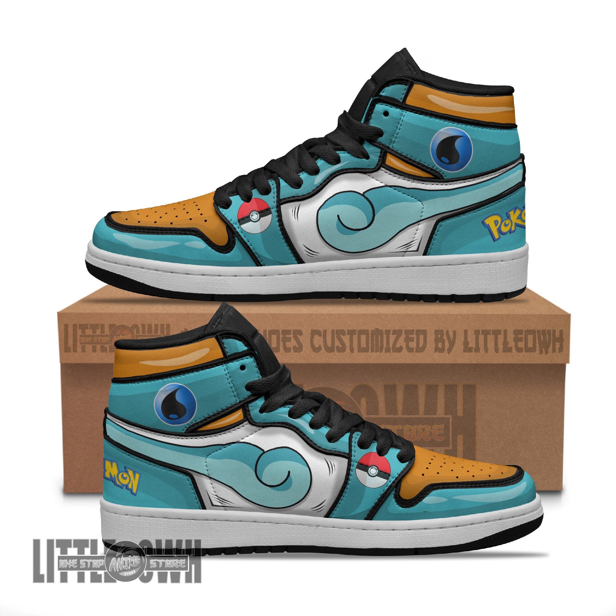 Ideafootwear Squirtle AJ1 High Sneakers Shoes For Men And Women