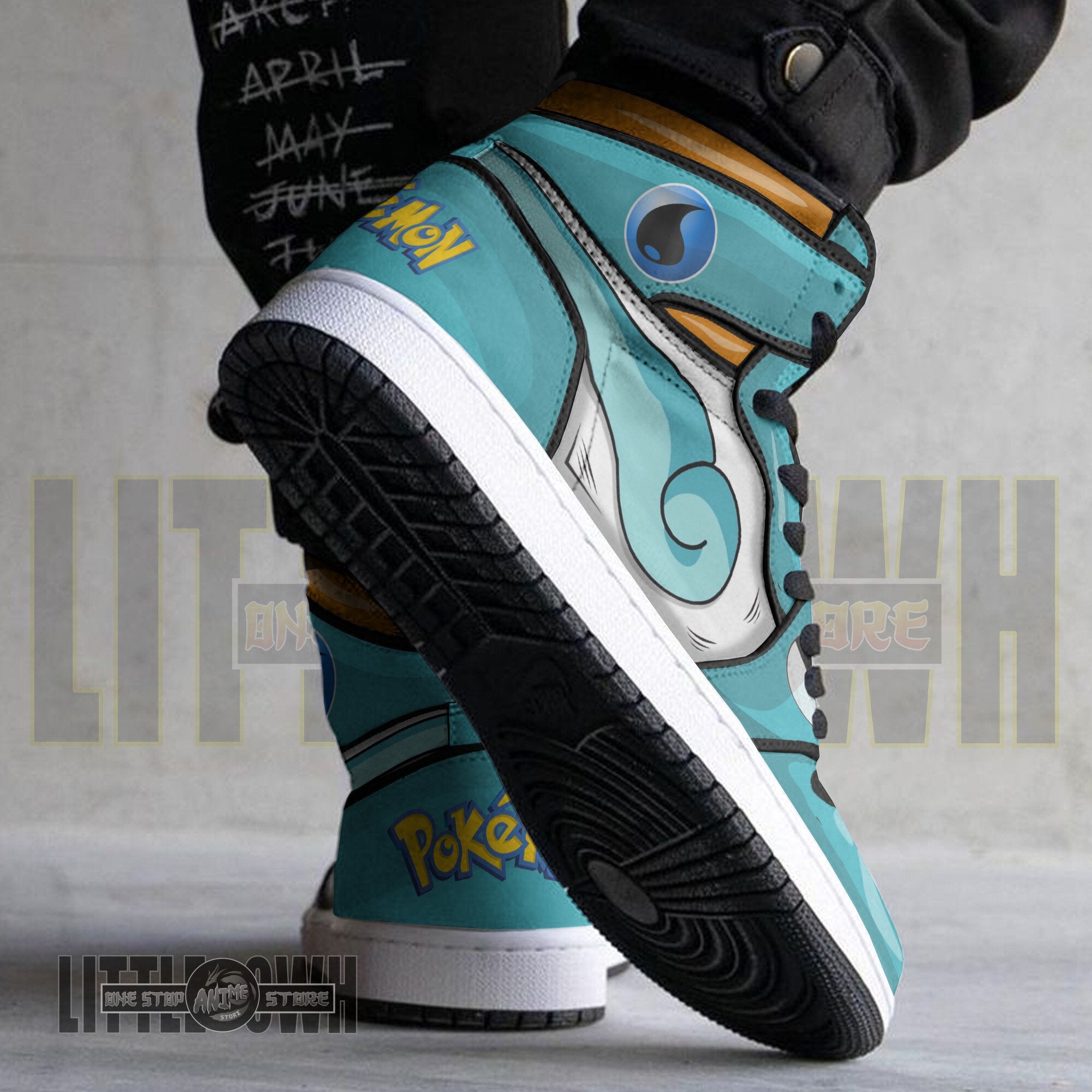 Ideafootwear Squirtle AJ1 High Sneakers Shoes For Men And Women