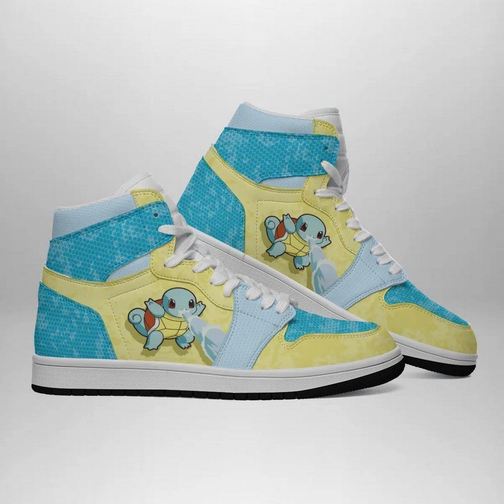 Ideafootwear Squirtle Attack Pokemon AJ1 High Sneakers Shoes For Men And Women