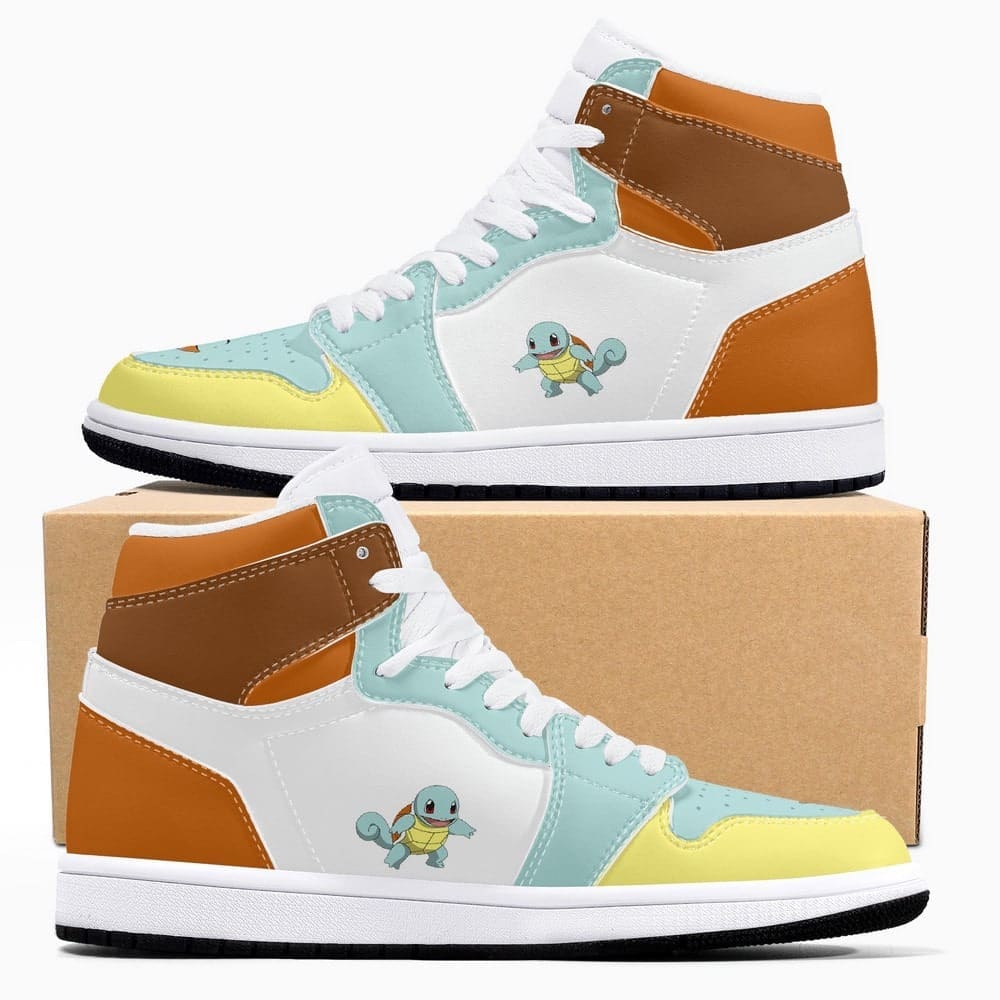 Ideafootwear Squirtle Pokemon AJ1 High Sneakers Shoes For Men And Women