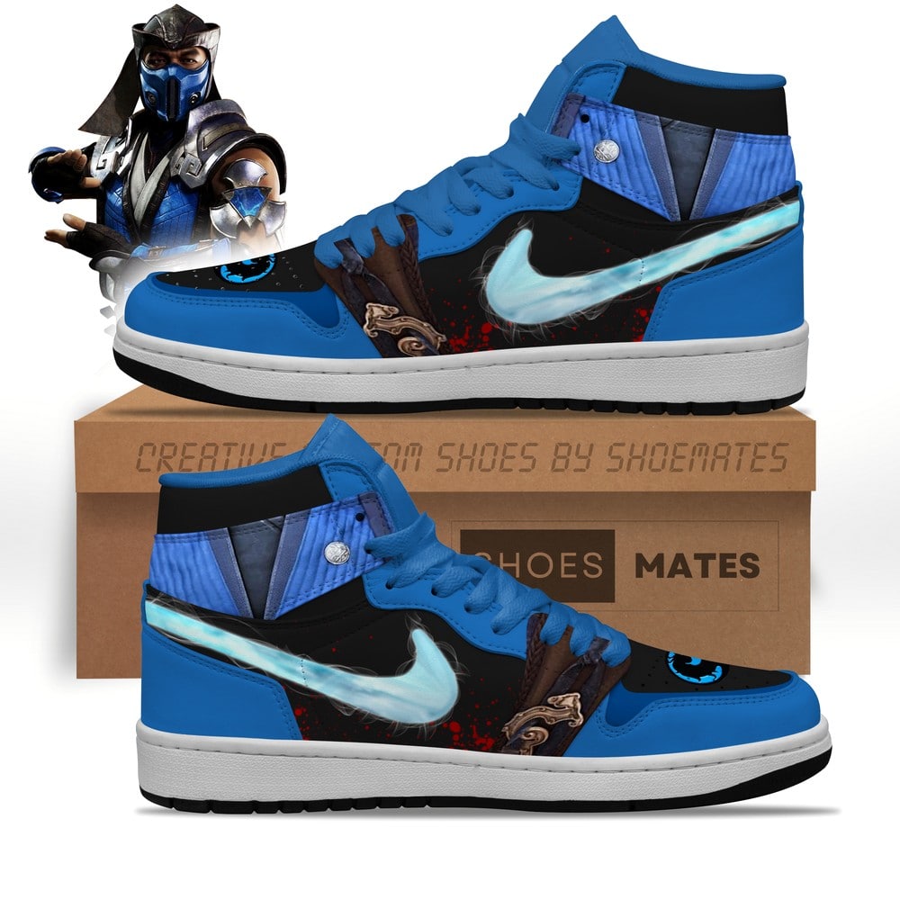 Ideafootwear Sub-Zero Mortal Kombat AJ1 High Sneakers Shoes For Men And Women