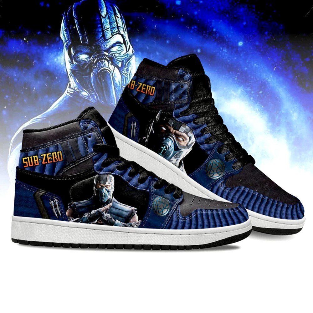 Ideafootwear Sub-zero Mortal Kombat Version 2 AJ1 High Sneakers Shoes For Men And Women