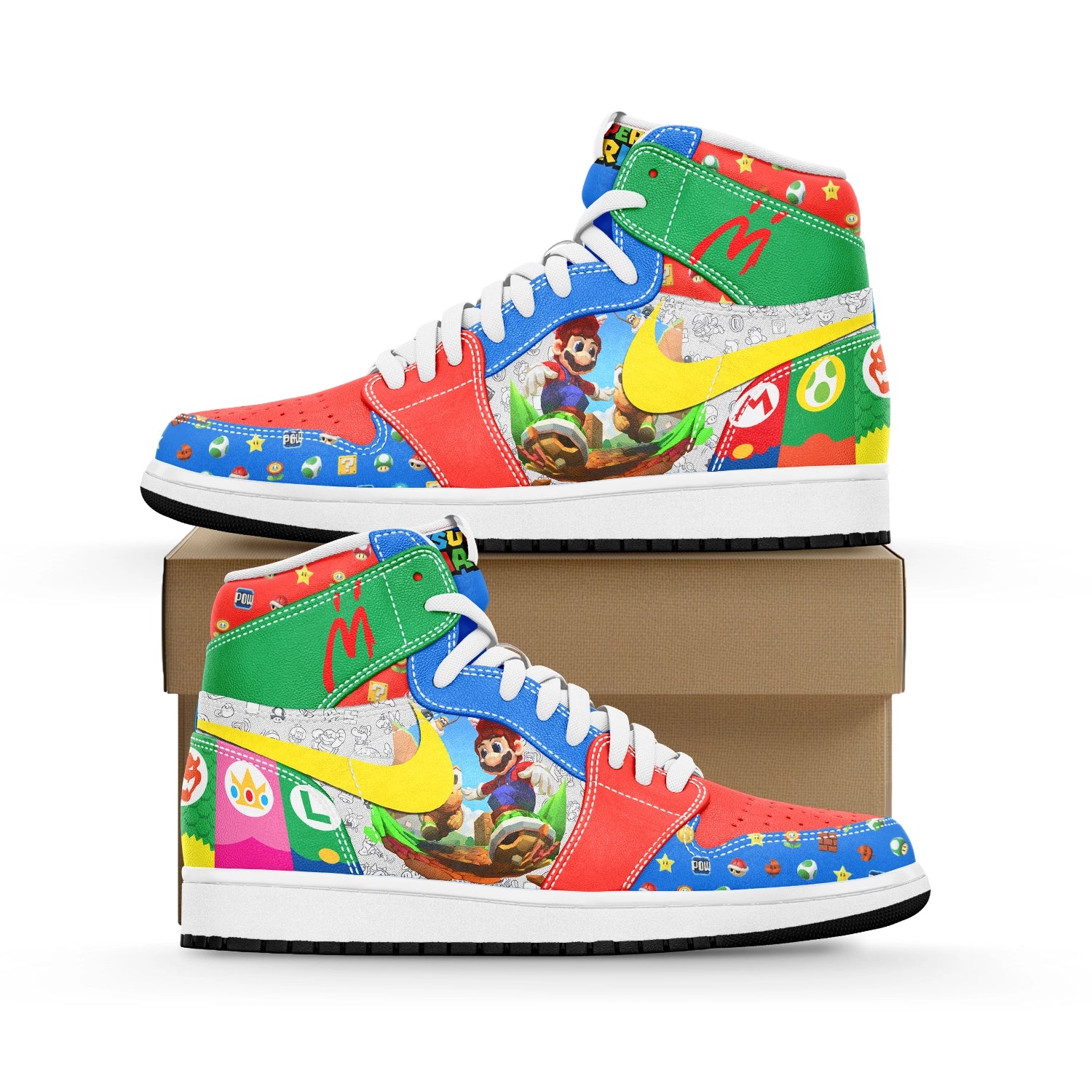 Ideafootwear Super Mario AJ1 High Sneakers Shoes For Men And Women