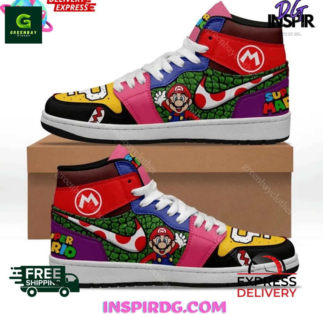 Ideafootwear Super Mario AJ1 High Sneakers Shoes For Men And Women