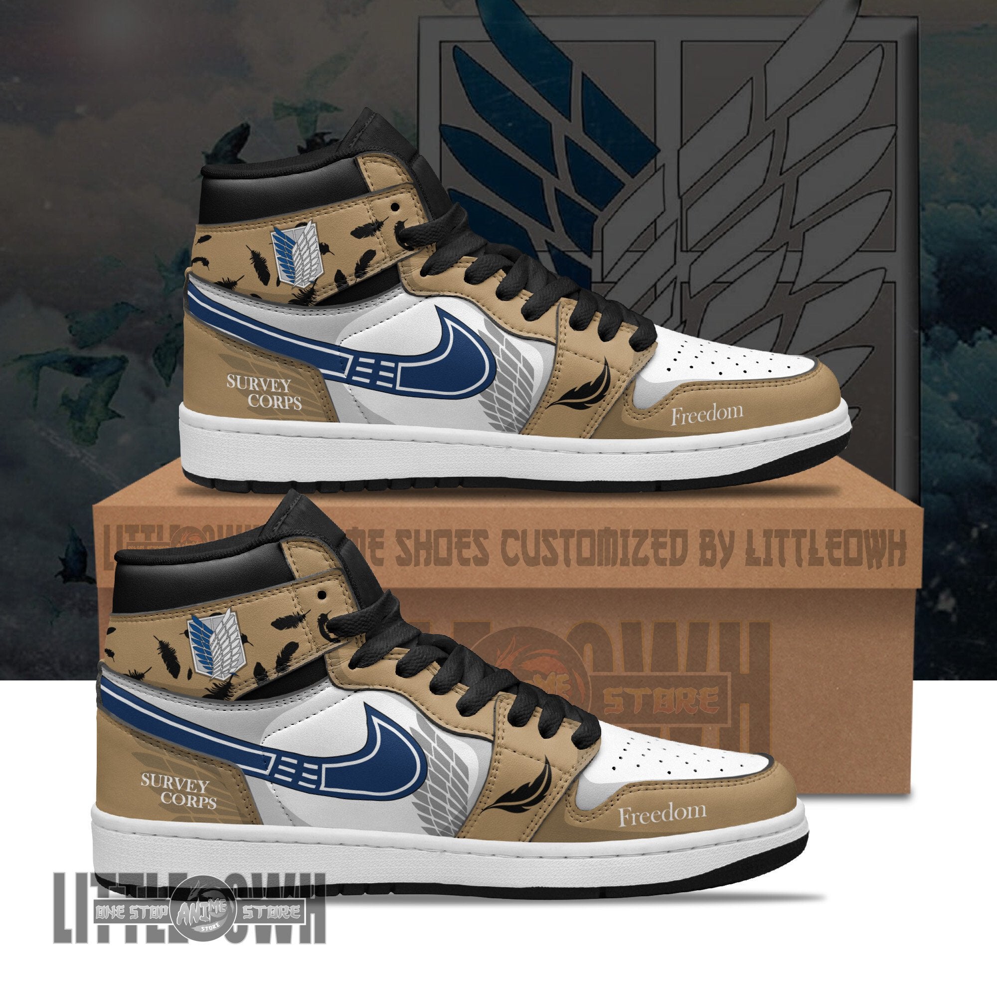 Ideafootwear Survey Corps AJ1 High Sneakers Shoes For Men And Women