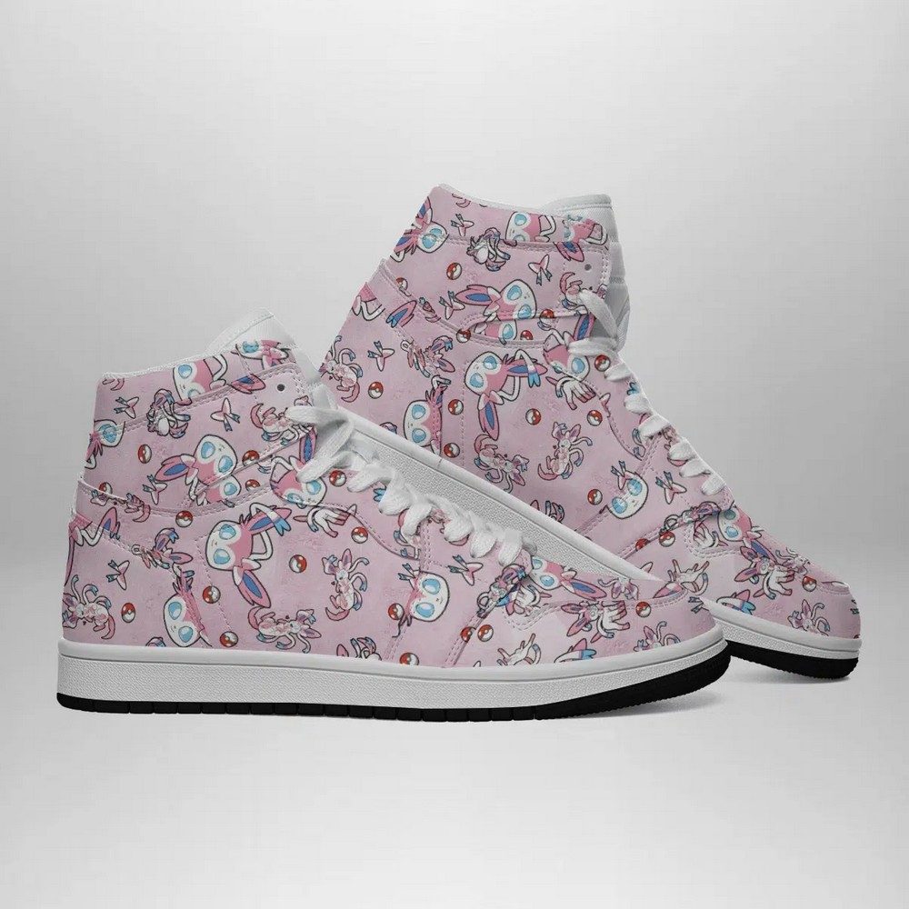 Ideafootwear Sylveon Pattern Pokemon AJ1 High Sneakers Shoes For Men And Women