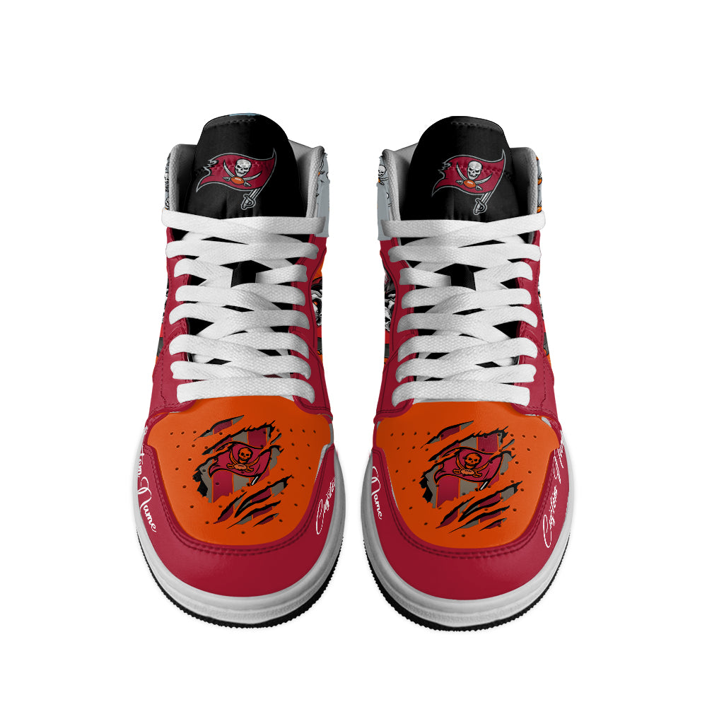 Ideafootwear Tampa Bay Buccaneers AJ1 High Sneakers Shoes For Men And Women