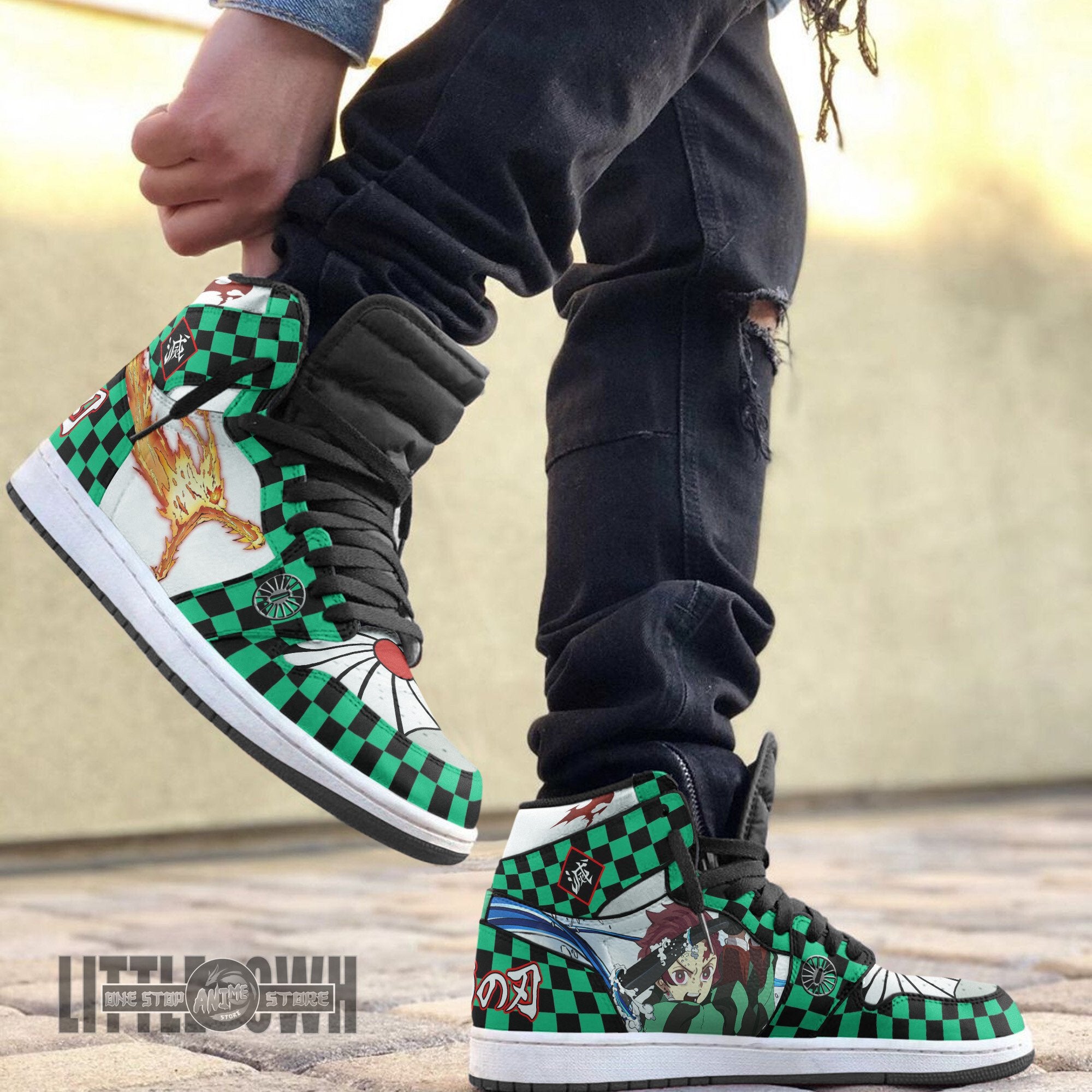 Ideafootwear Tanjiro AJ1 High Sneakers Shoes For Men And Women