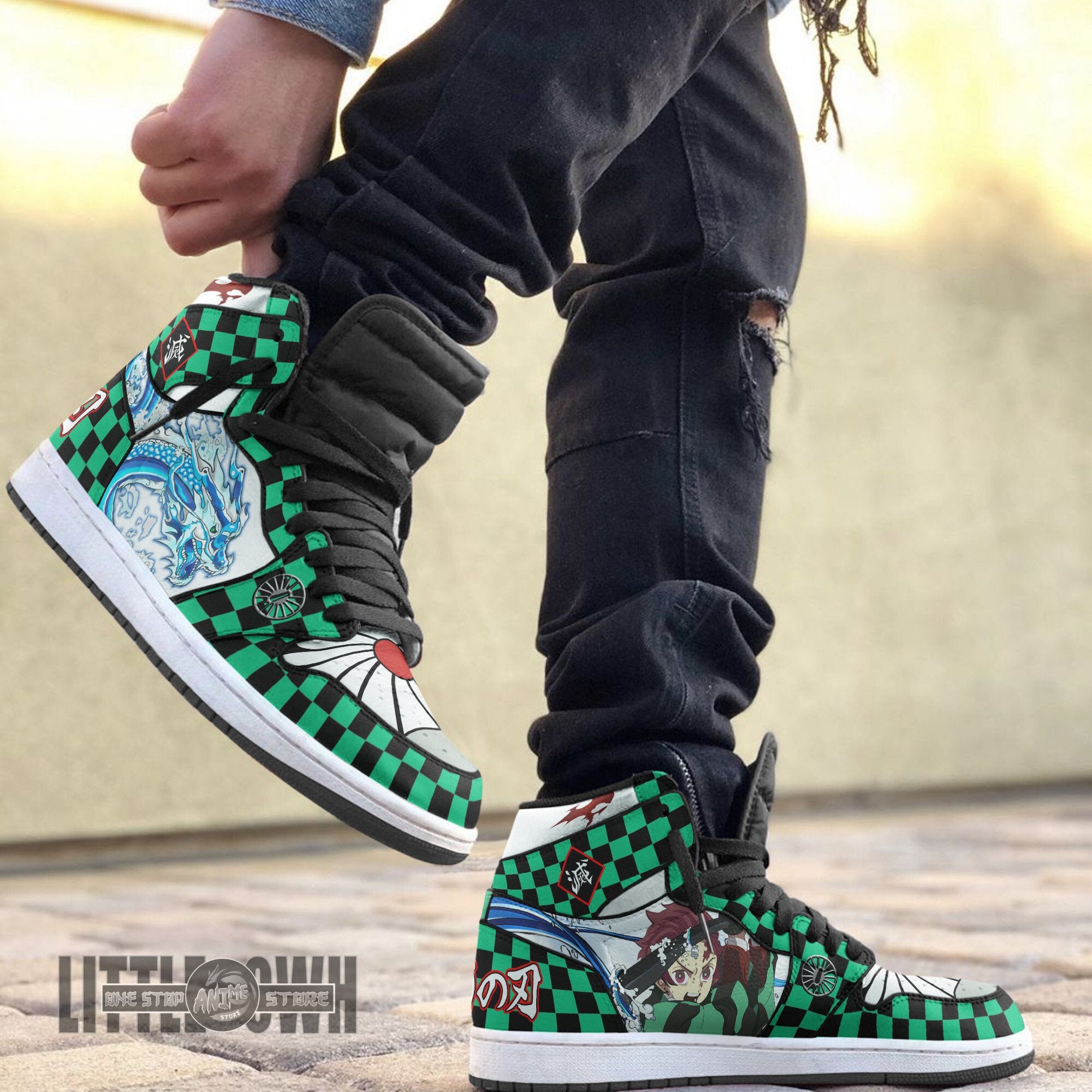 Ideafootwear Tanjiro AJ1 High Sneakers Shoes For Men And Women