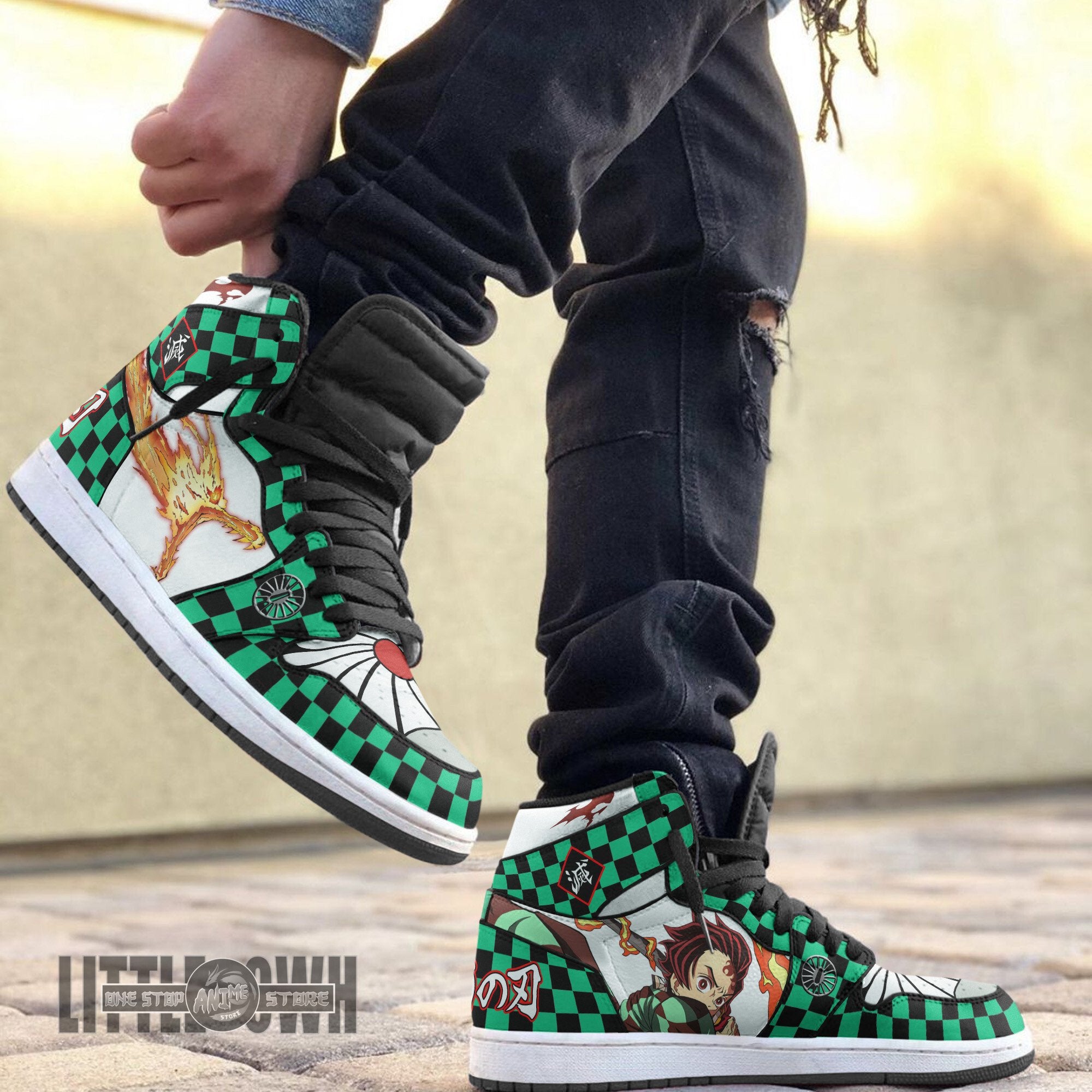 Ideafootwear Tanjiro AJ1 High Sneakers Shoes For Men And Women