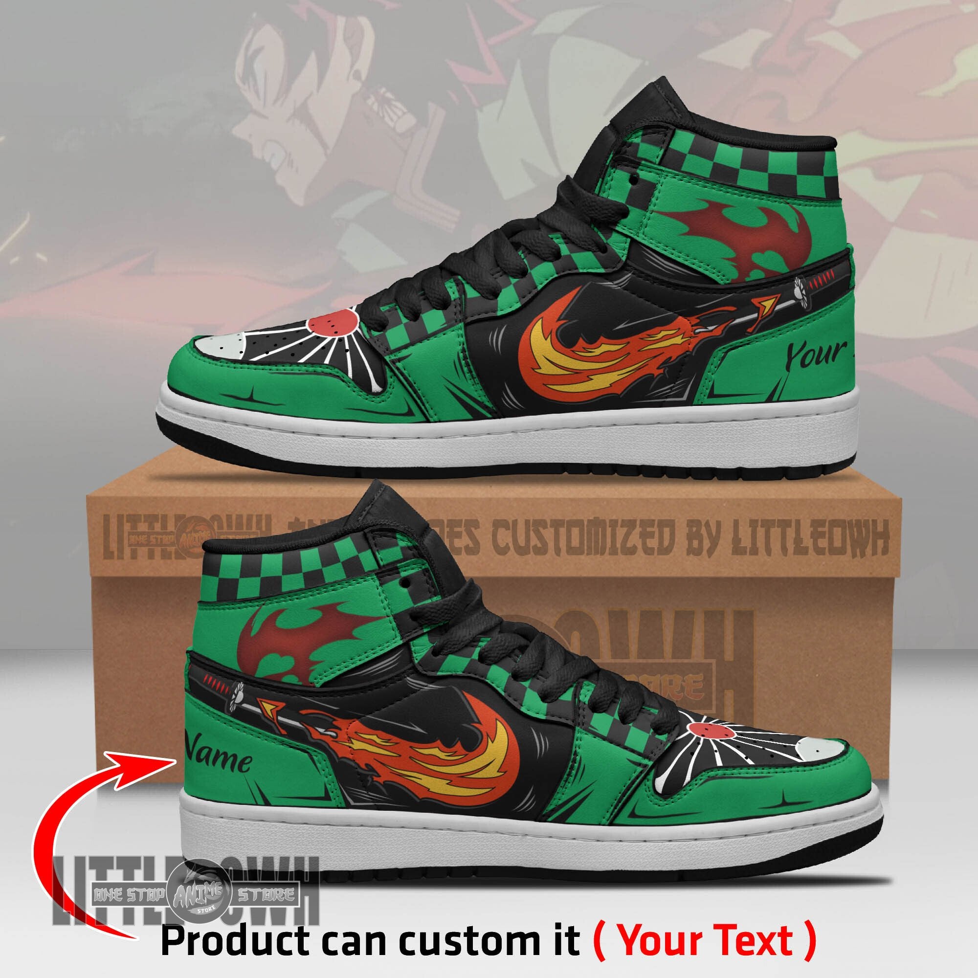Ideafootwear Tanjiro AJ1 High Sneakers Shoes For Men And Women