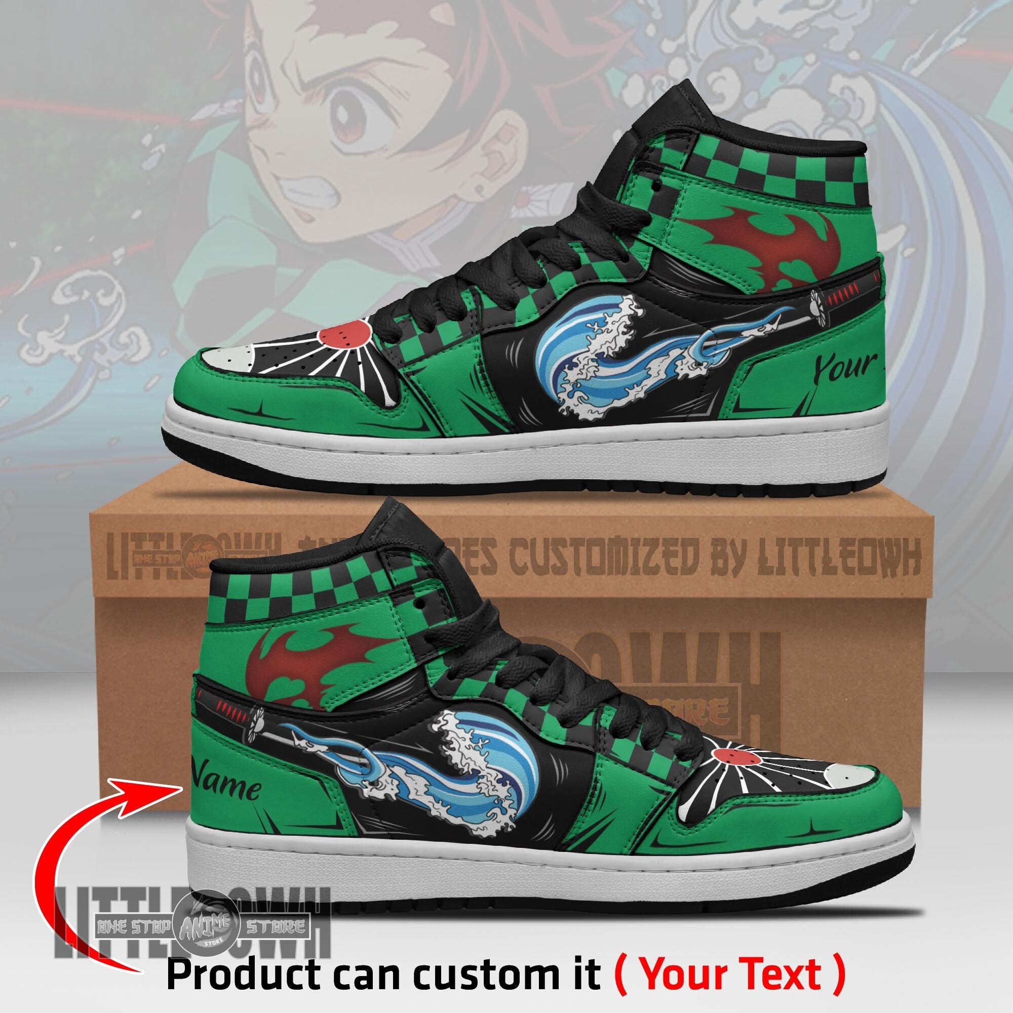 Ideafootwear Tanjiro AJ1 High Sneakers Shoes For Men And Women