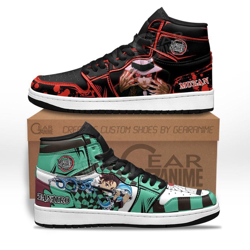 Ideafootwear Tanjiro and Muzan AJ1 High Sneakers Shoes For Men And Women