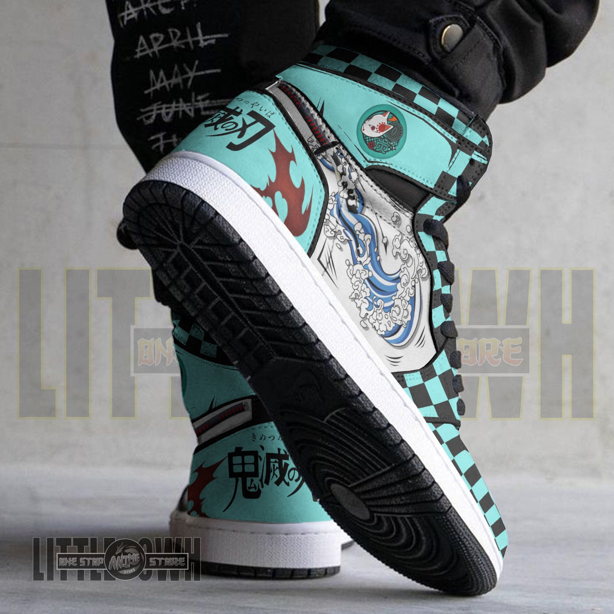 Ideafootwear Tanjiro Kamado AJ1 High Sneakers Shoes For Men And Women