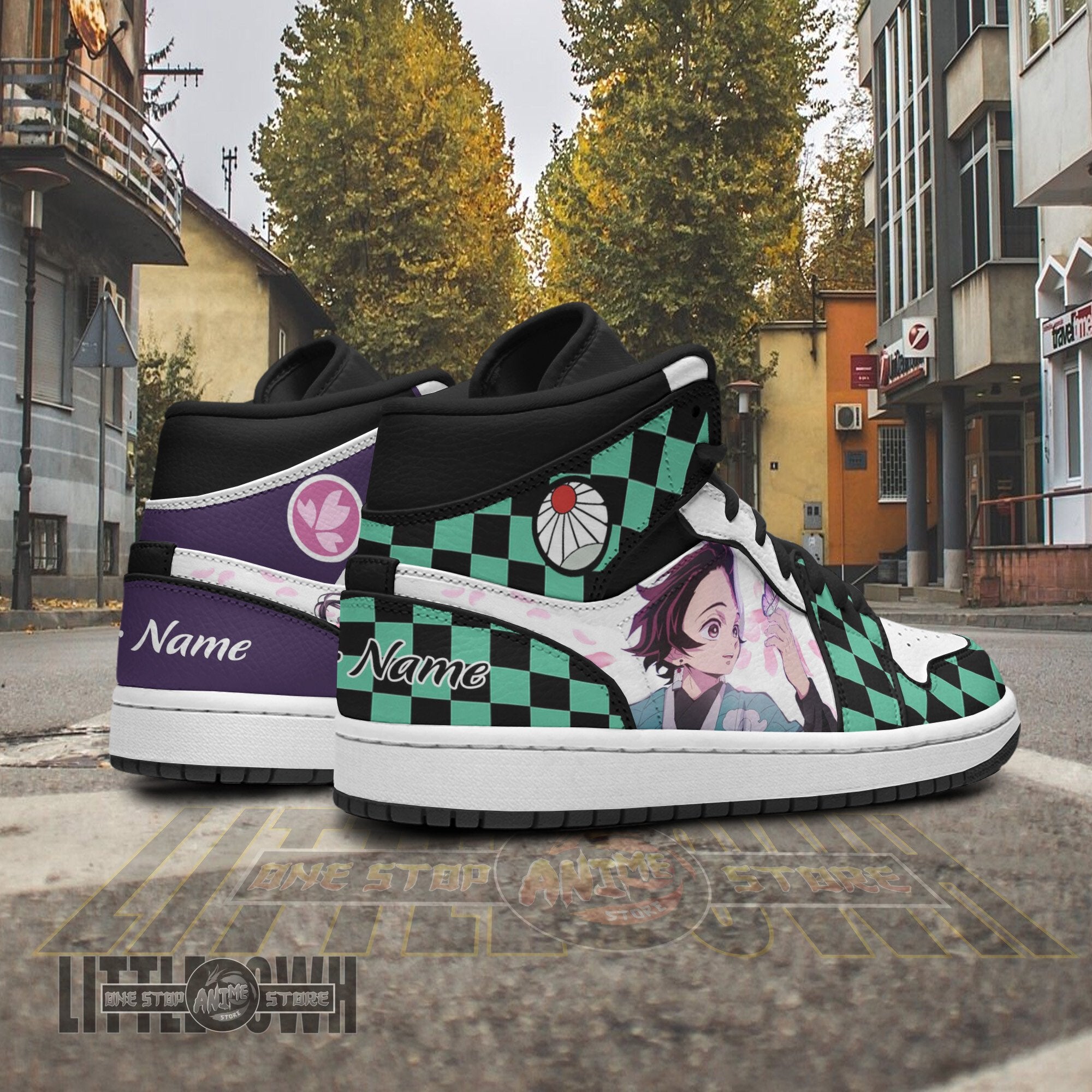 Ideafootwear Tanjiro Kanao AJ1 High Sneakers Shoes For Men And Women